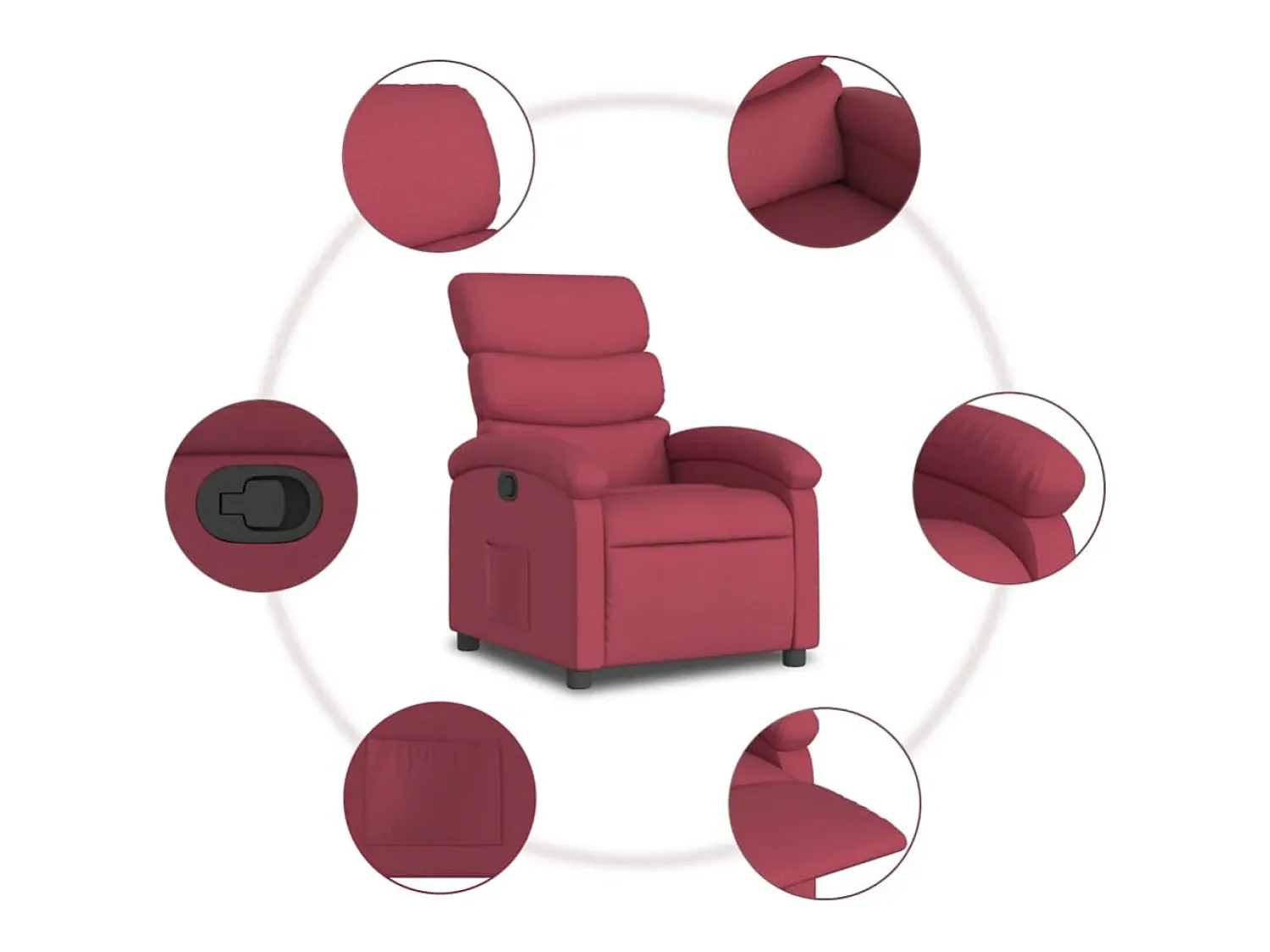 Outlet Poltrona Reclinável | Poltrona Confortável Relax tecido tinto SHL103374 Vermelho