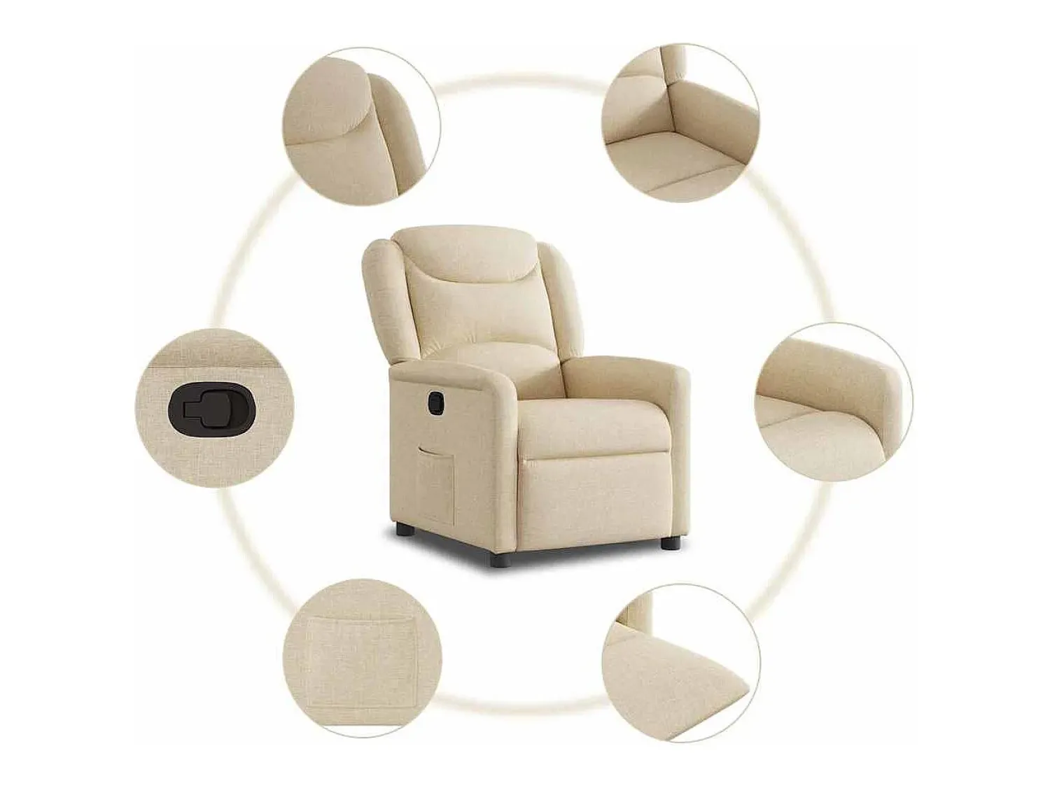 Poltrona| Poltrona Reclinável | Poltrona Confortável Relax tecido cor SHL378263 Creme