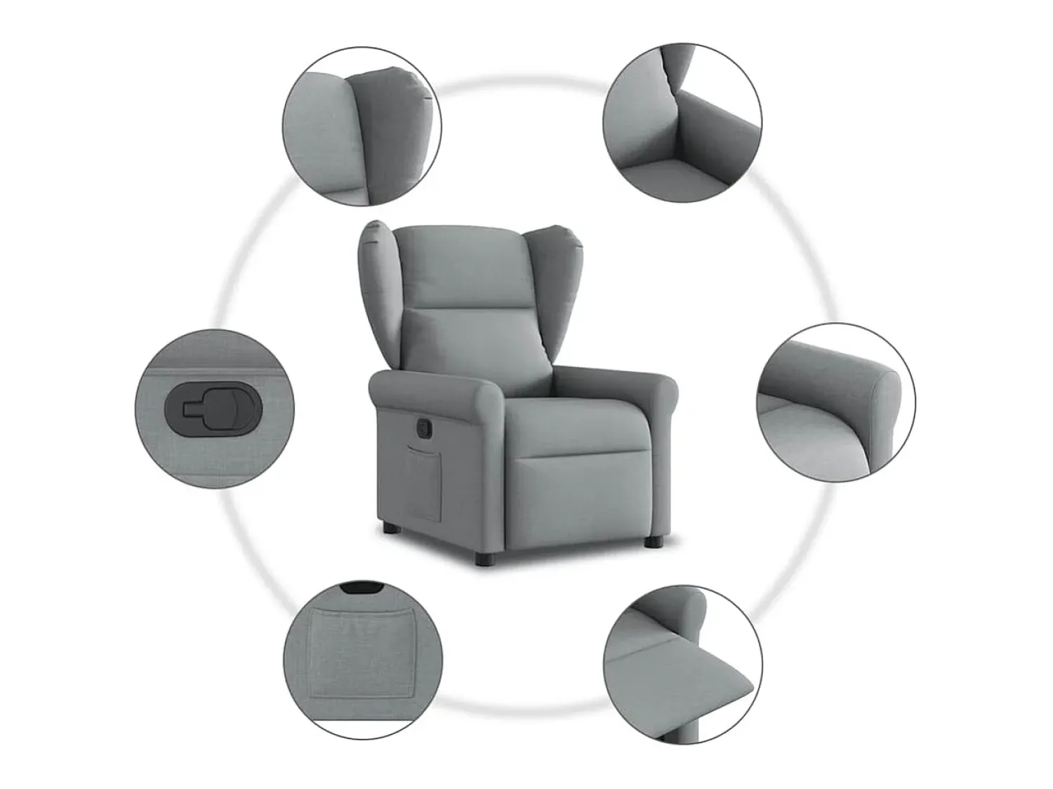 Poltrona Reclinável | Poltrona Confortável Relax tecido -claro SHL681687^ Poltrona