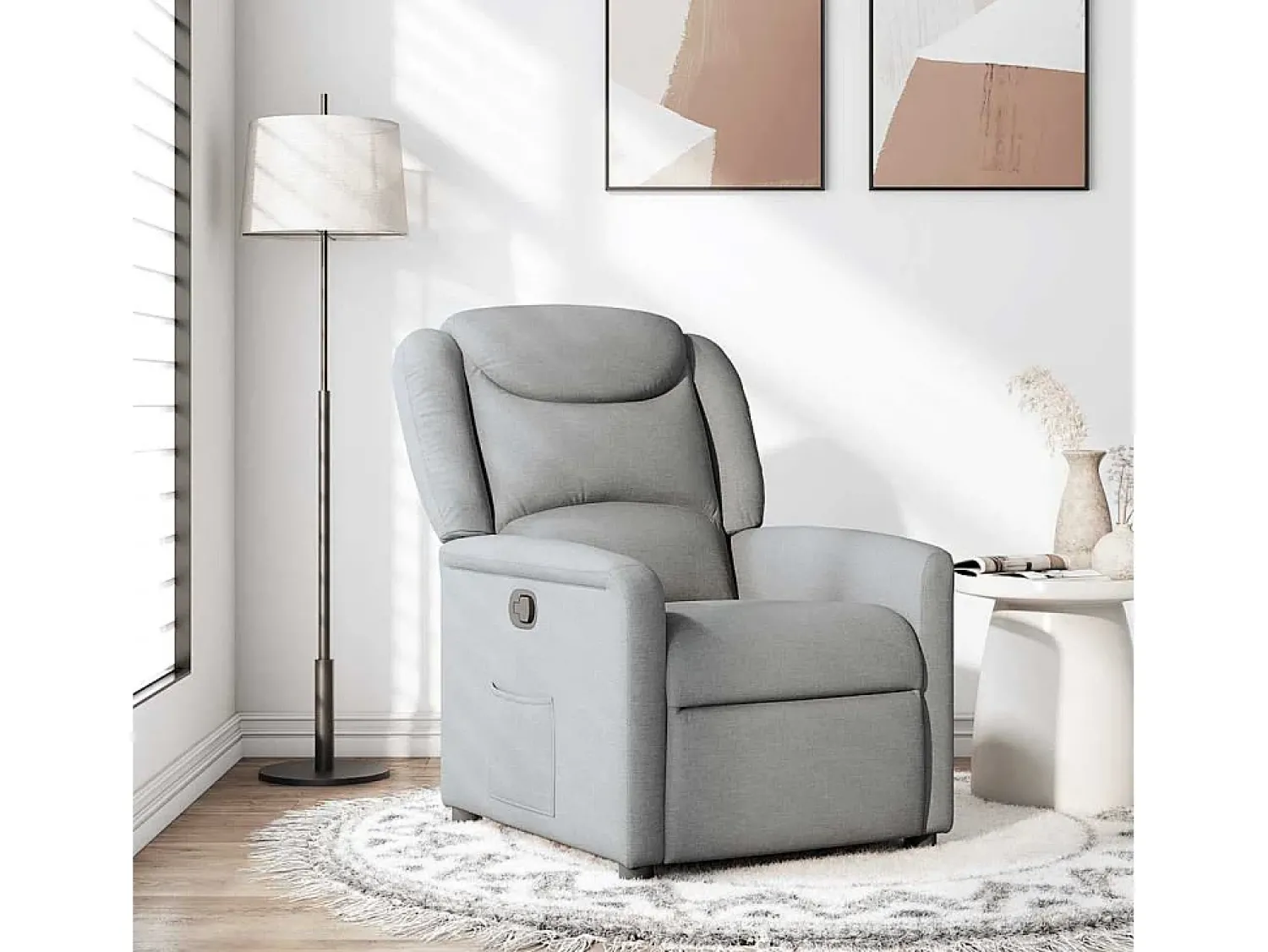 Poltrona Reclinável | Poltrona Confortável Relax tecido -claro SHL881954 Cinzento