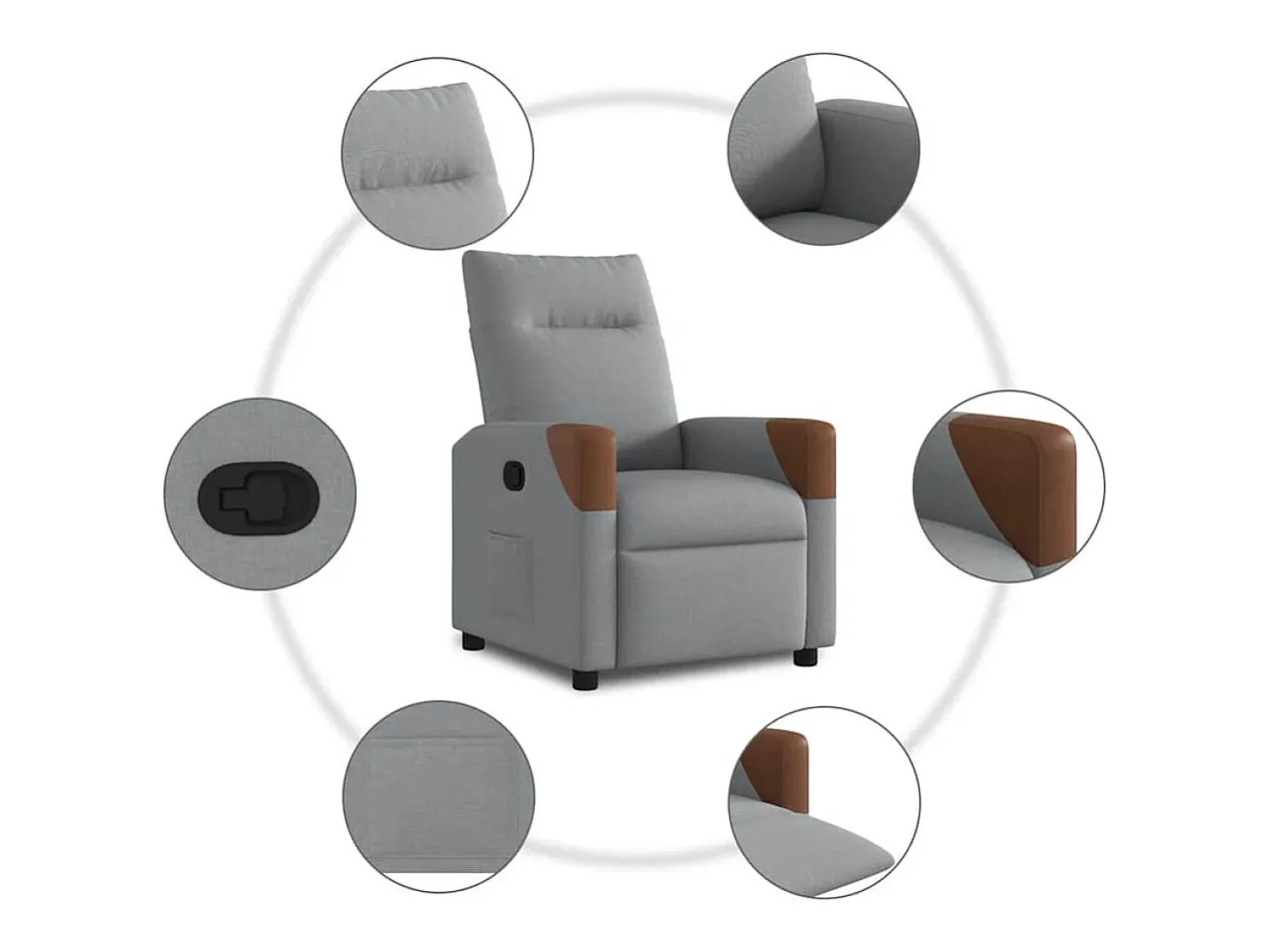 Poltrona* Poltrona Reclinável | Poltrona Confortável Relax tecido -claro SHL471449 Cinzento