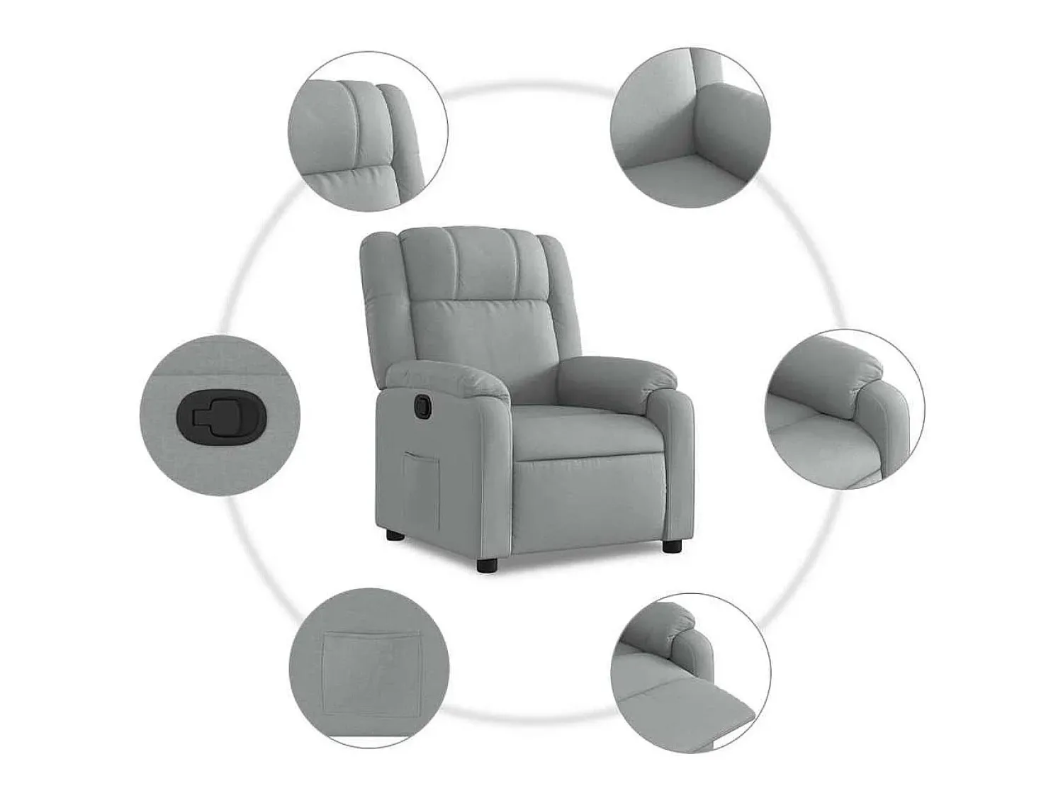 Poltrona| Poltrona Reclinável | Poltrona Confortável Relax tecido -claro SHL713786 Cinzento