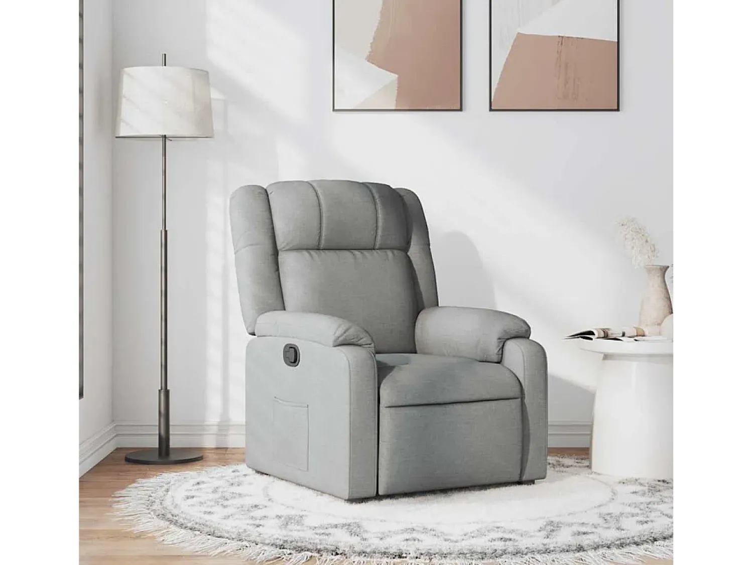 Poltrona| Poltrona Reclinável | Poltrona Confortável Relax tecido -claro SHL713786 Cinzento