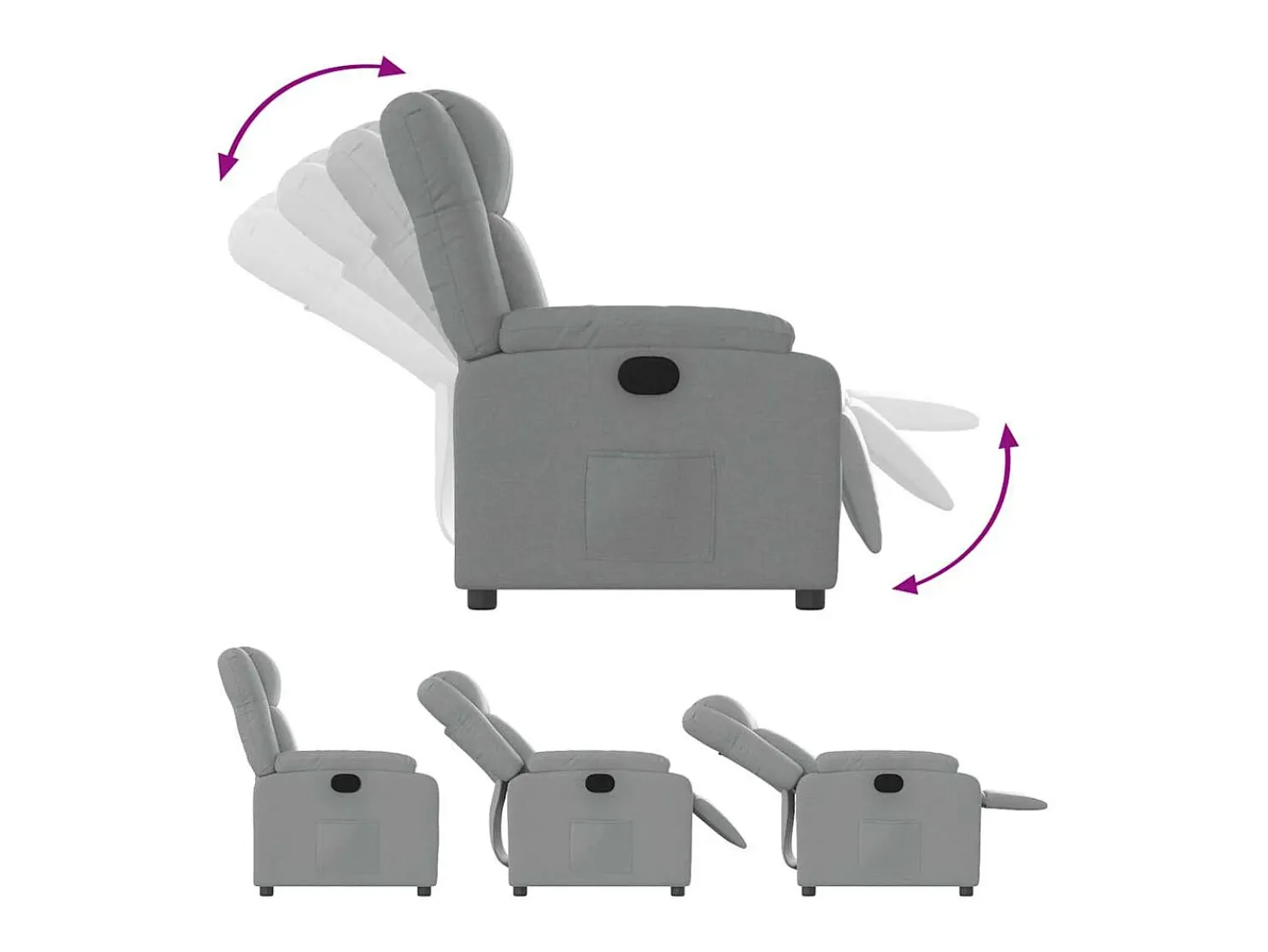 Poltrona| Poltrona Reclinável | Poltrona Confortável Relax tecido -claro SHL713786 Cinzento