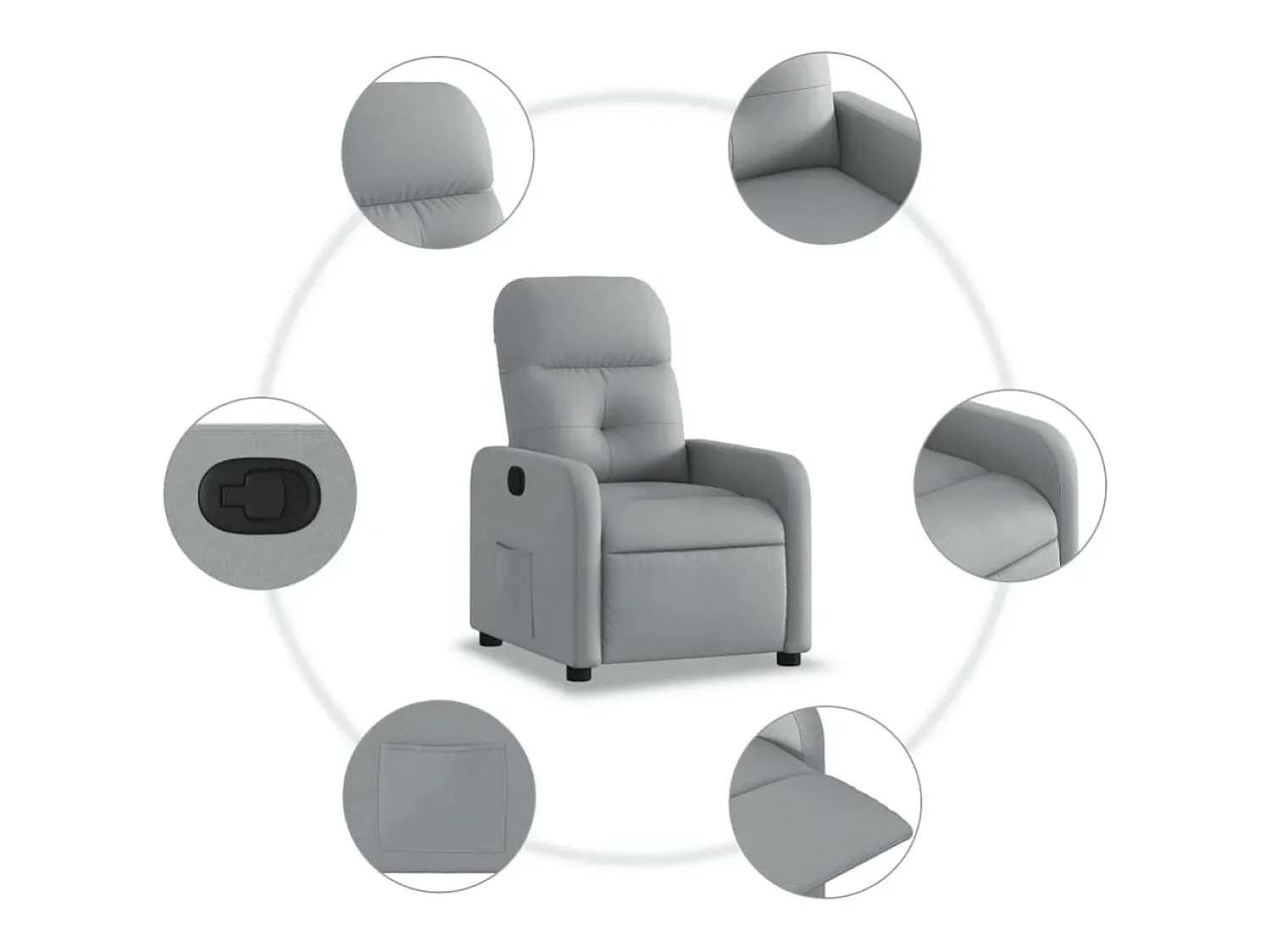 Poltrona* Poltrona Reclinável | Poltrona Confortável Relax tecido -claro SHL667258 Cinzento