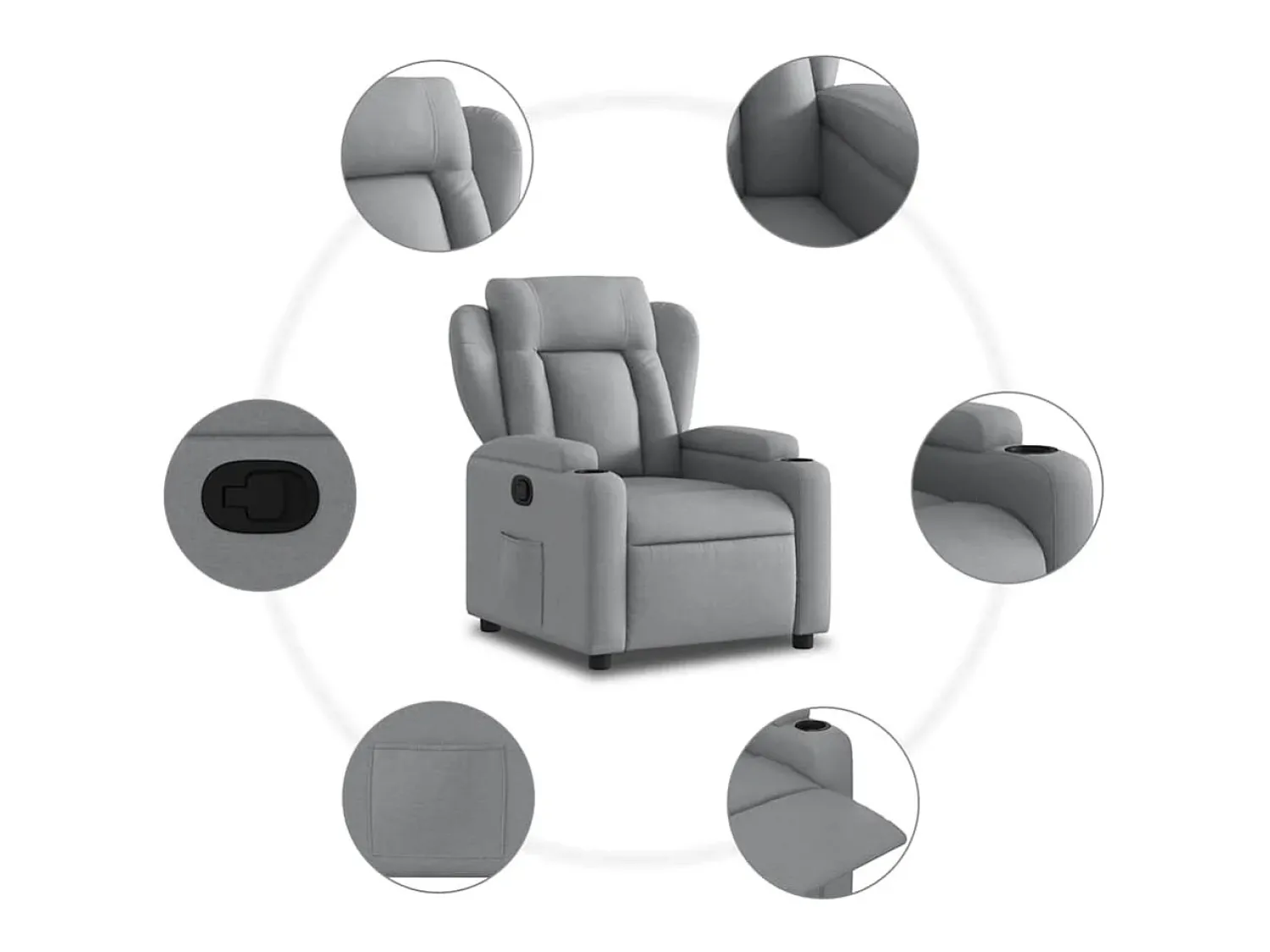 Poltrona Reclinável | Poltrona Confortável Relax tecido -claro SHL593014^ Poltrona