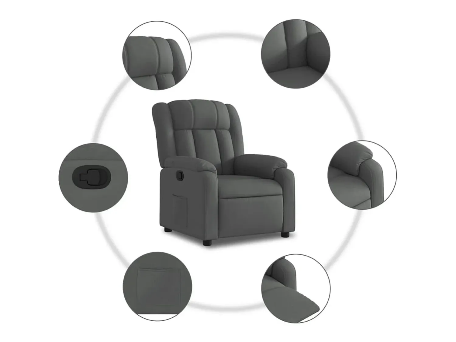 Poltrona* Poltrona Reclinável | Poltrona Confortável Relax tecido cinzento-escuro SHL783783 Cinza antracite