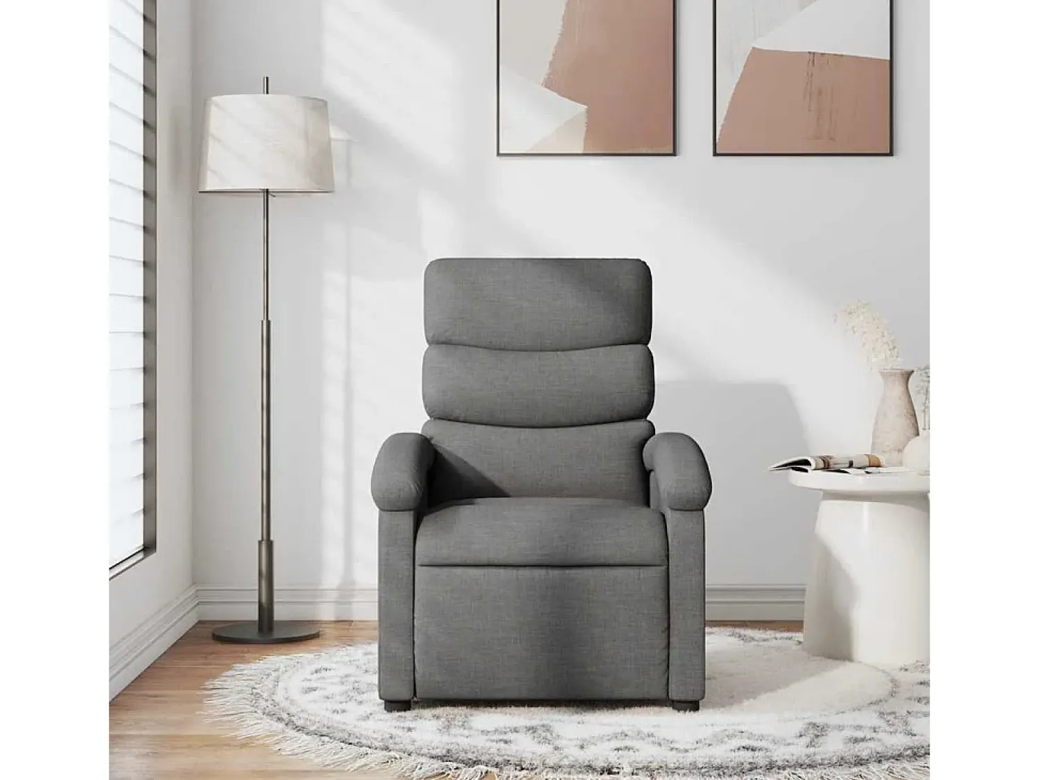 Poltrona Reclinável | Poltrona Confortável Relax tecido cinzento-escuro SHL502840^ Poltrona