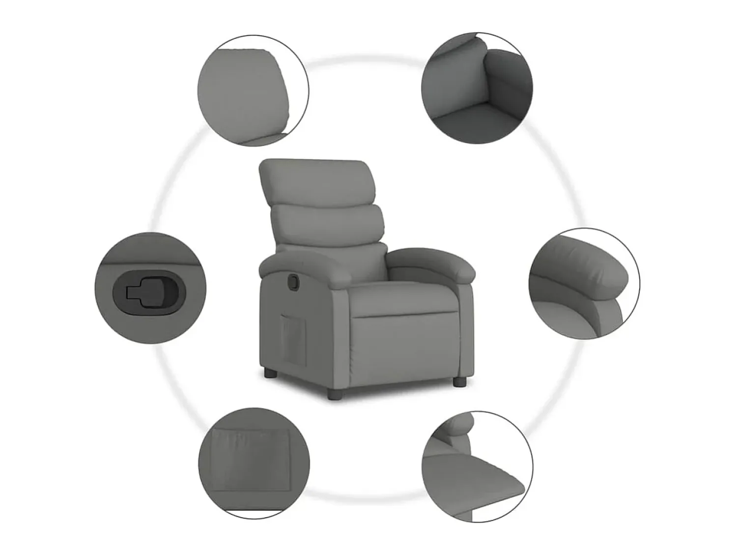 Poltrona Reclinável | Poltrona Confortável Relax tecido cinzento-escuro SHL502840^ Poltrona