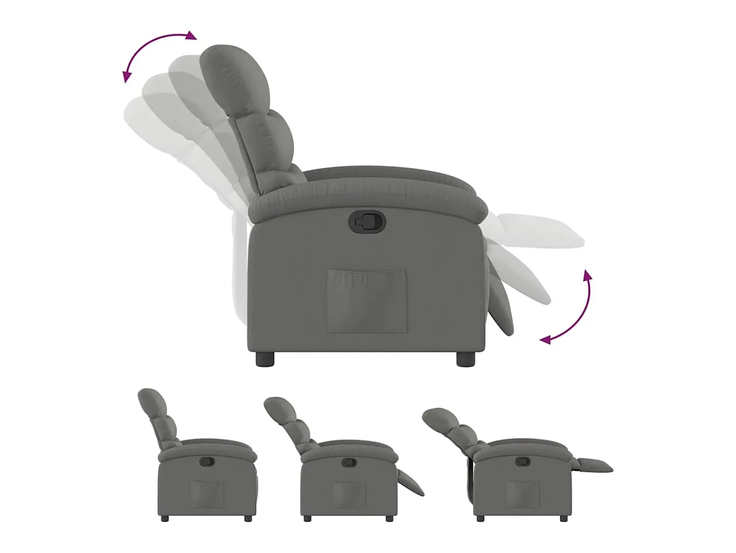 Poltrona Reclinável | Poltrona Confortável Relax tecido cinzento-escuro SHL502840^ Poltrona