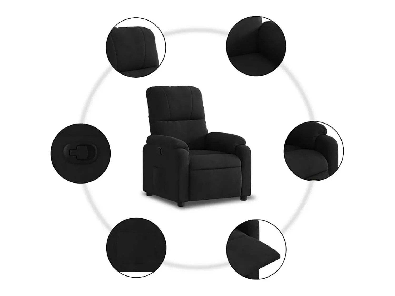 Poltrona| Poltrona Reclinável | Poltrona Confortável Relax tecido de microfibra SHL367418 Preto