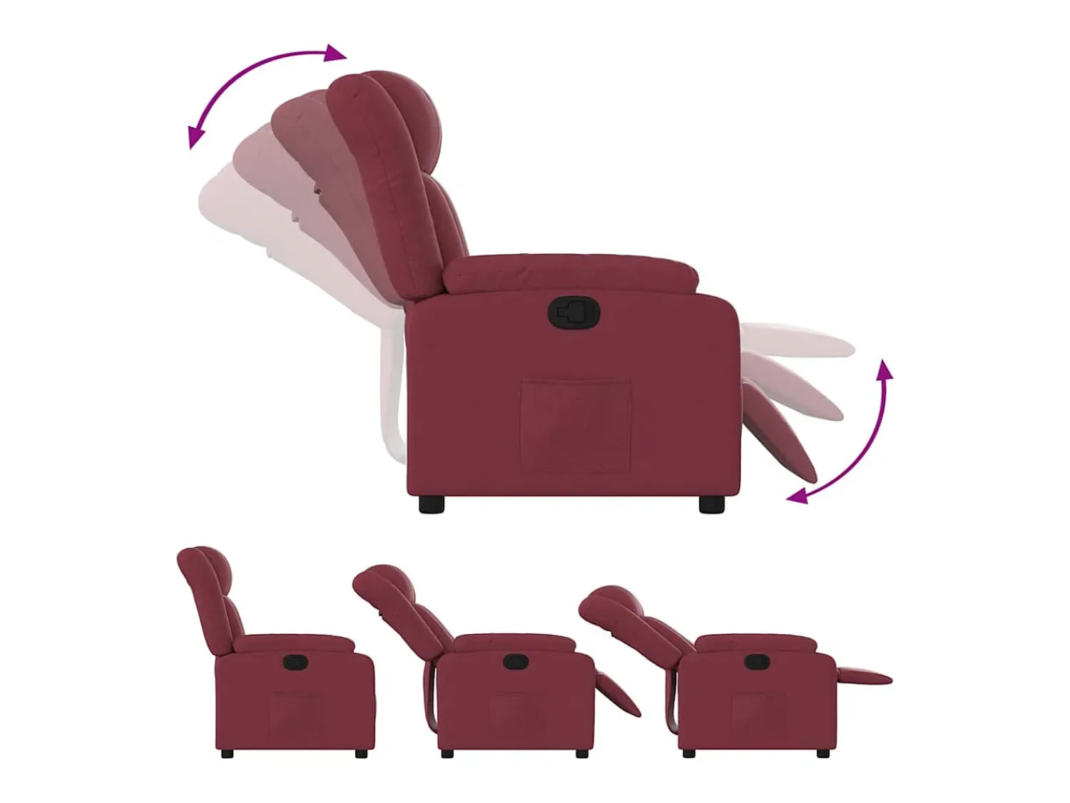 Clearance Poltrona Reclinável | Poltrona Confortável Relax tecido tinto SHL514963 Vermelho