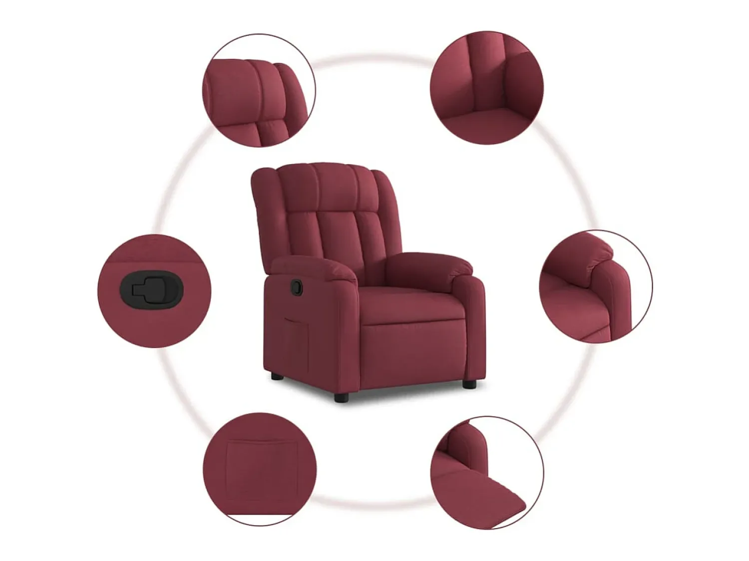 Clearance Poltrona Reclinável | Poltrona Confortável Relax tecido tinto SHL514963 Vermelho
