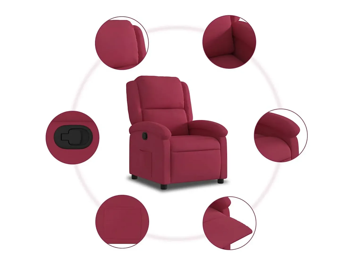 Discount Poltrona Reclinável | Poltrona Confortável Relax veludo tinto SHL634783 Vermelho