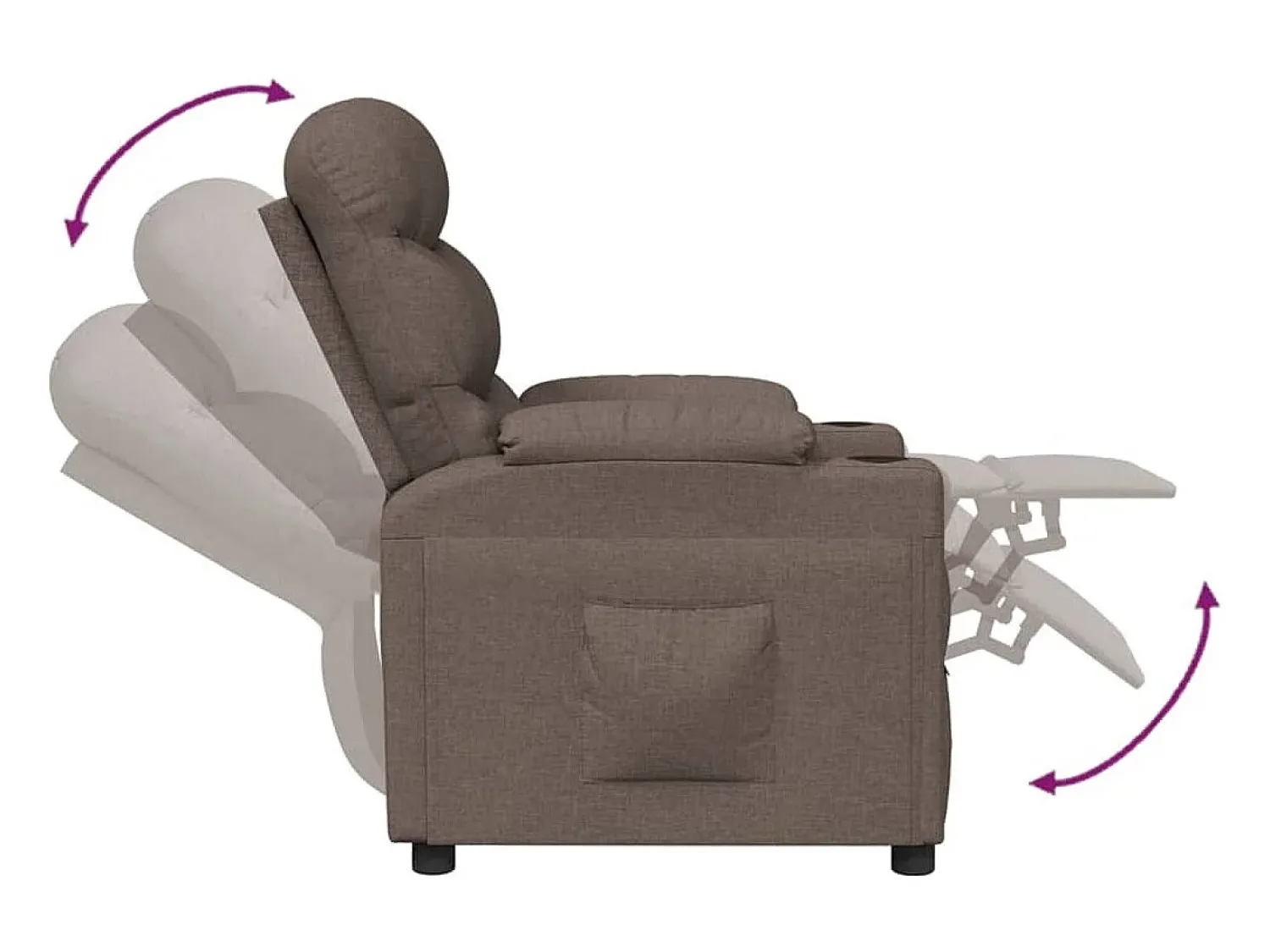 Outlet Poltrona Reclinável | Poltrona Confortável Relax tecido cinzento-acastanhado SHL447175 Taupe