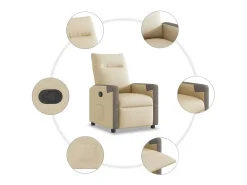 New Poltrona Reclinável | Poltrona Confortável Relax tecido cor SHL377302 Creme