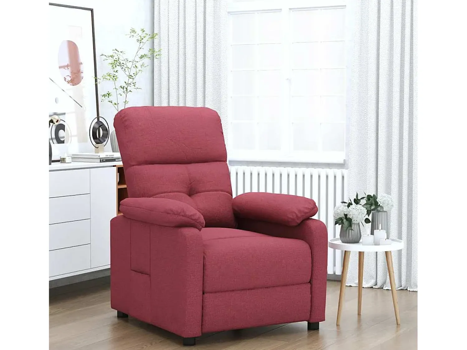 New Poltrona Reclinável | Poltrona Confortável Relax tecido tinto SHL108827 Vermelho