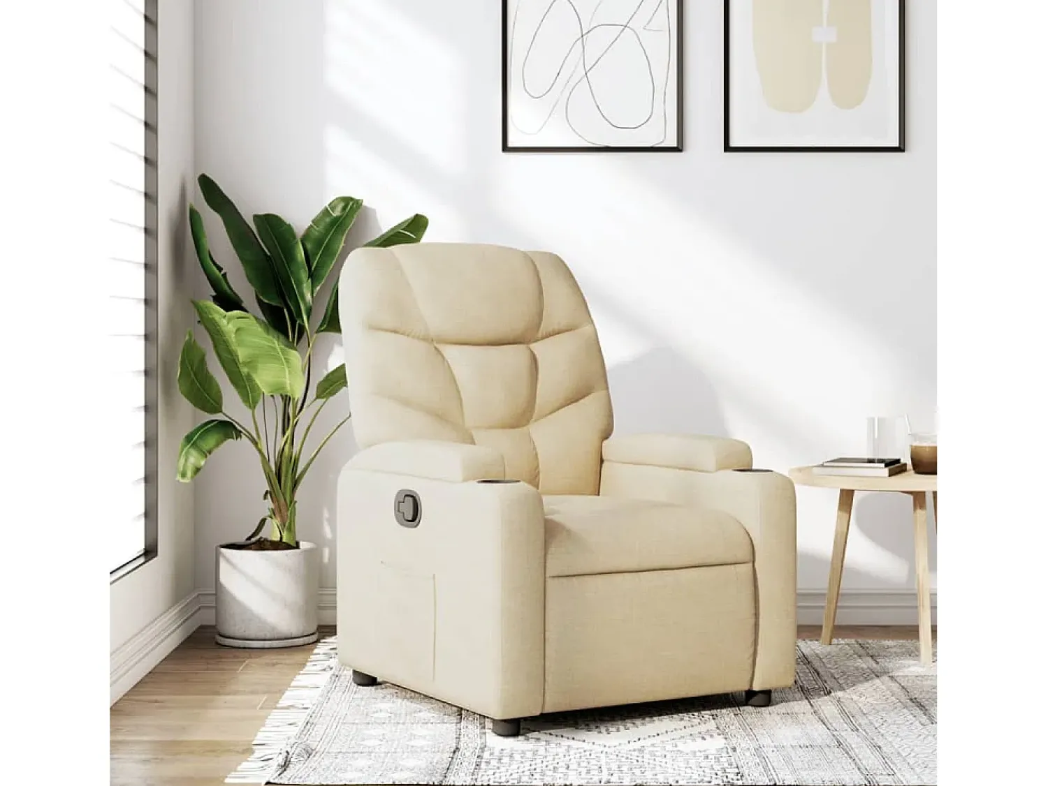 Poltrona Reclinável | Poltrona Confortável Relax tecido cor SHL169290 Creme