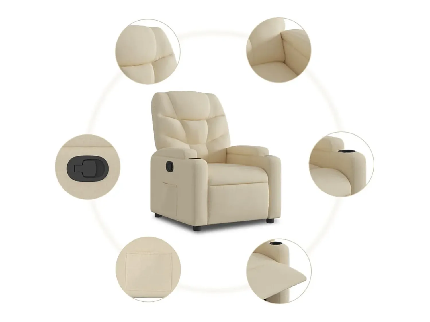 Poltrona Reclinável | Poltrona Confortável Relax tecido cor SHL169290 Creme
