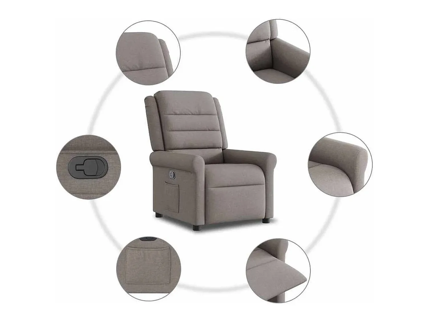 Poltrona Reclinável | Poltrona Confortável Relax tecido cinzento-acastanhado SHL426854^ Poltrona