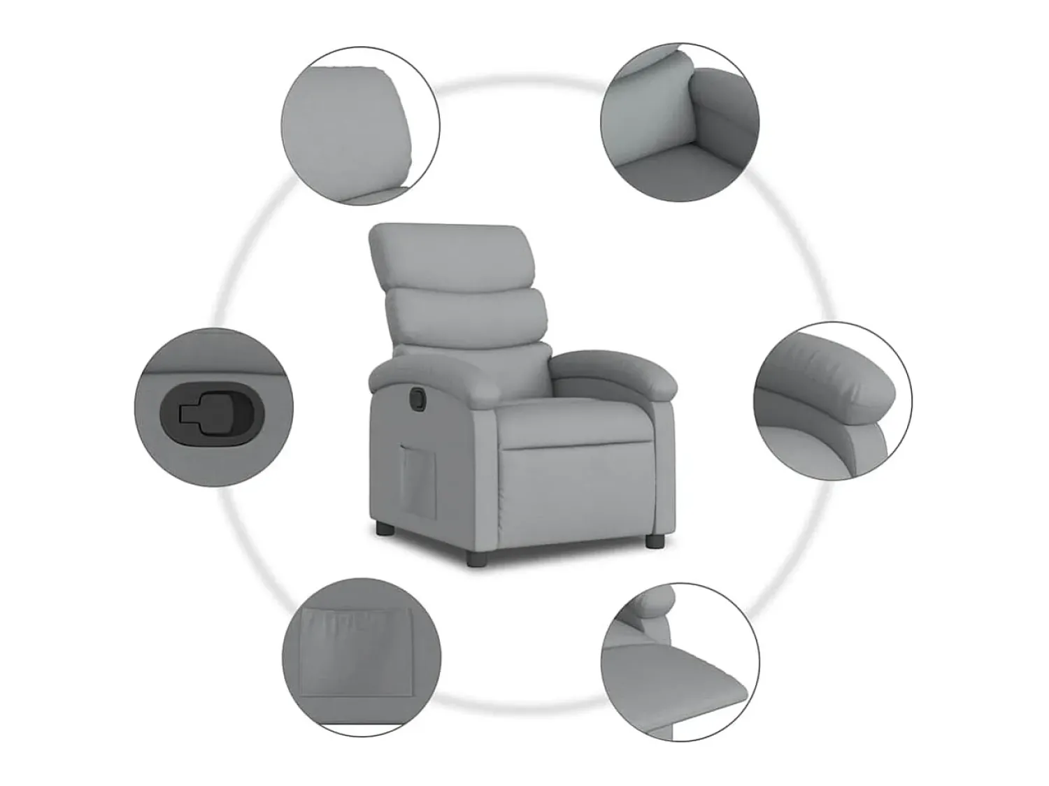 Poltrona* Poltrona Reclinável | Poltrona Confortável Relax tecido -claro SHL110714 Cinzento