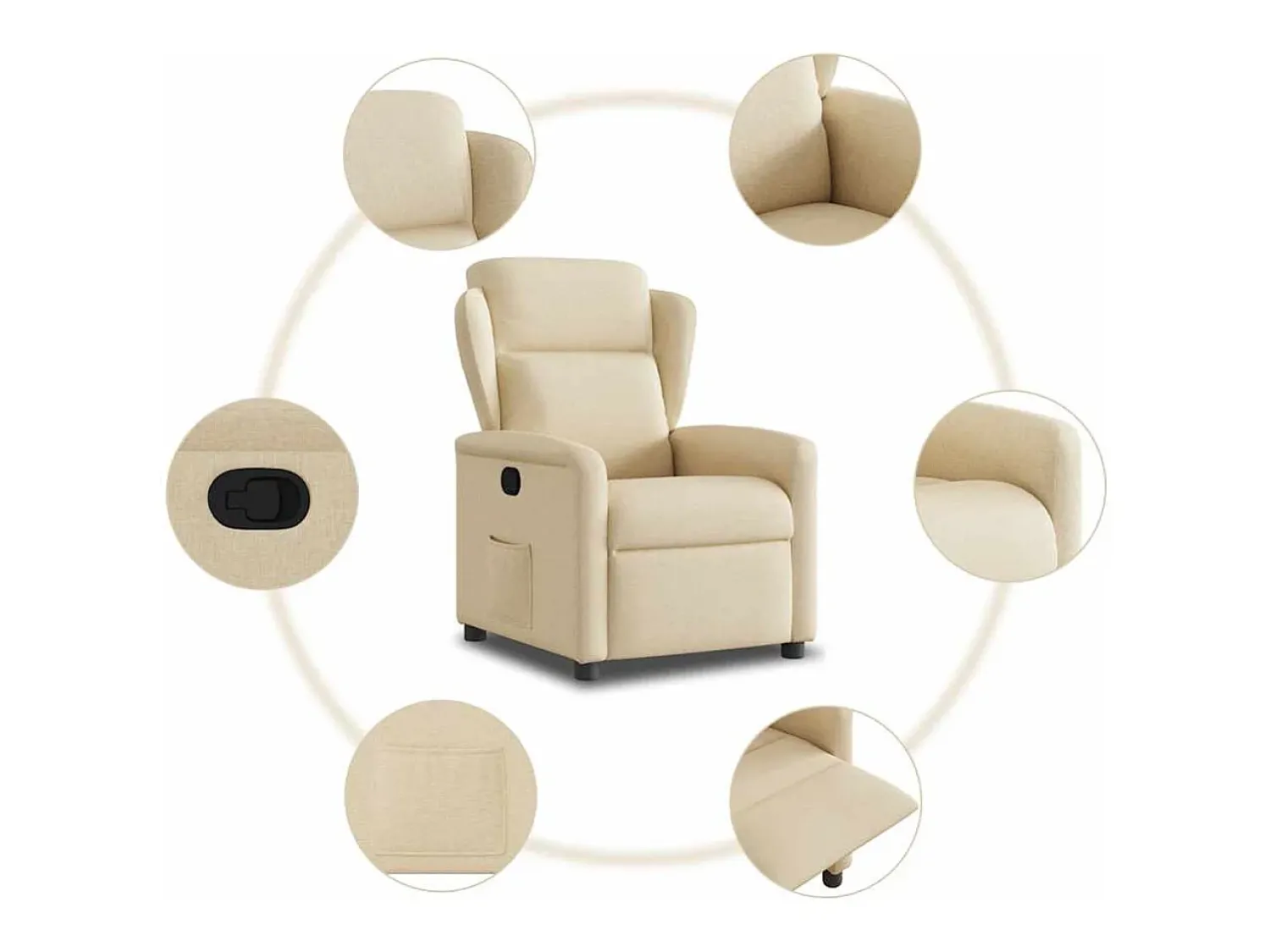 Clearance Poltrona Reclinável | Poltrona Confortável Relax tecido cor SHL811510 Creme