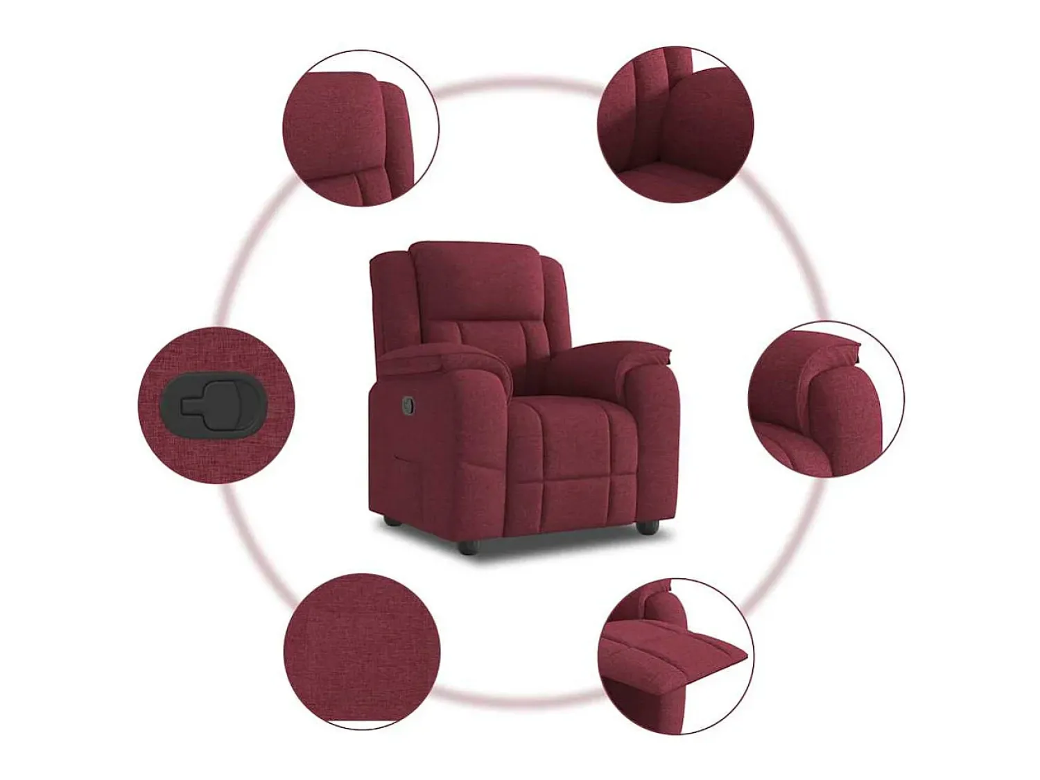 Poltrona| Poltrona Reclinável | Poltrona Confortável Relax tecido tinto SHL490546 Vermelho