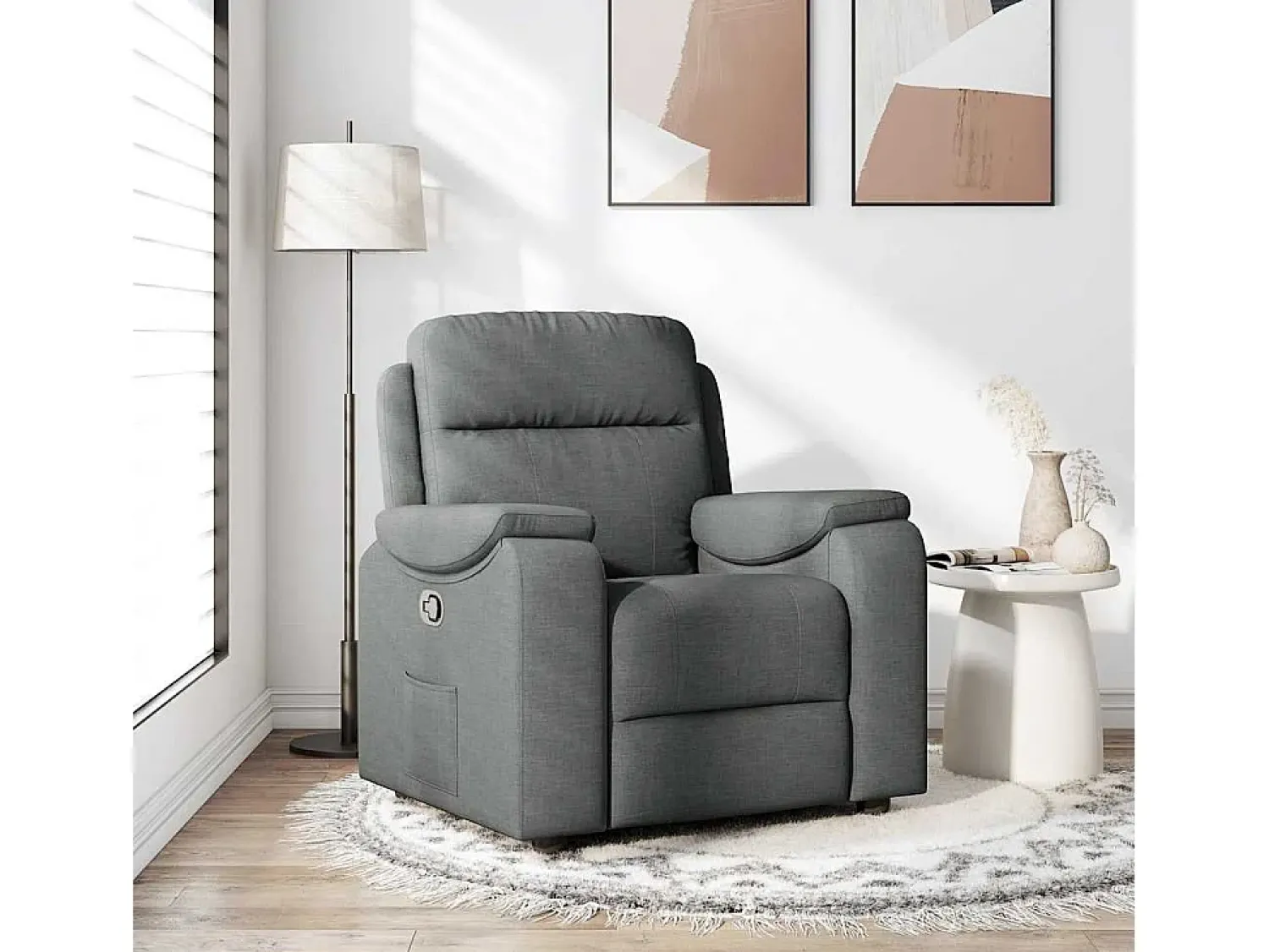 Best Poltrona Reclinável | Poltrona Confortável Relax tecido cinzento-escuro SHL441082 Cinza antracite