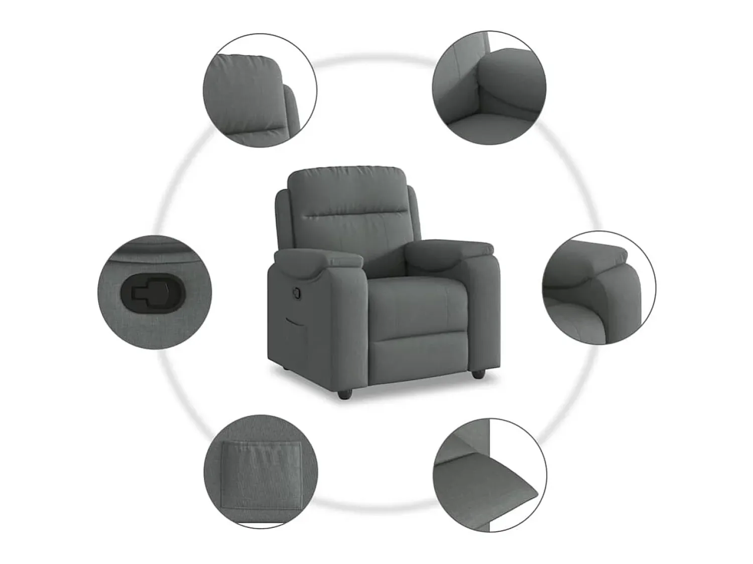 Best Poltrona Reclinável | Poltrona Confortável Relax tecido cinzento-escuro SHL441082 Cinza antracite