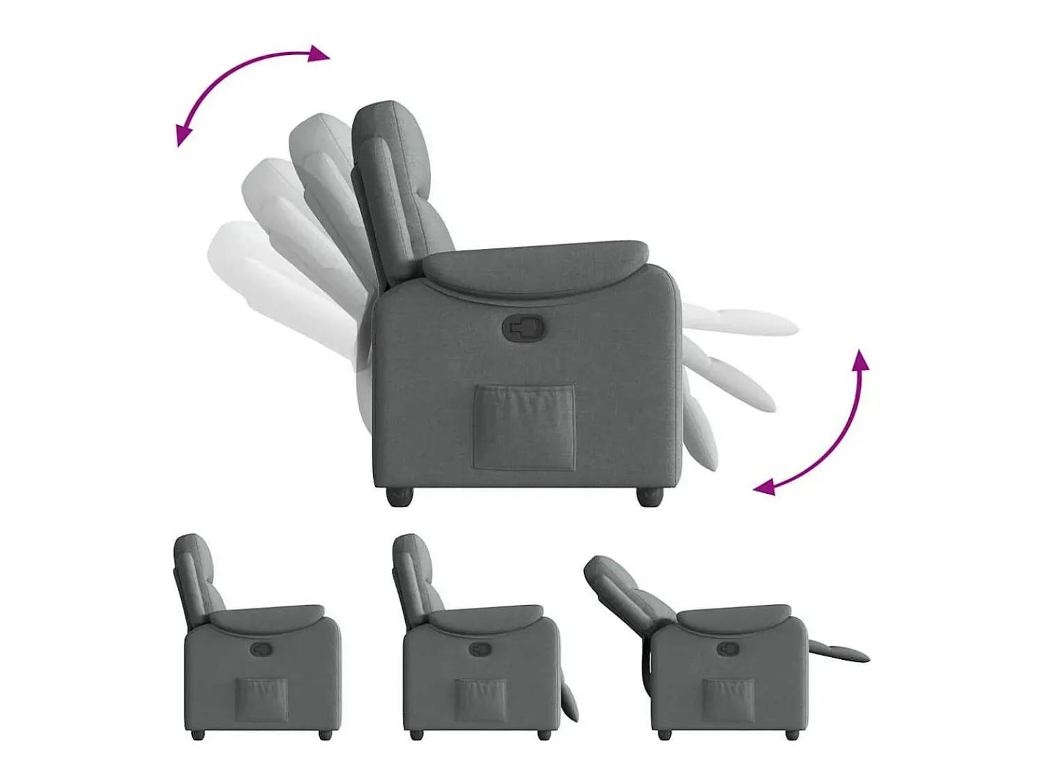 Best Poltrona Reclinável | Poltrona Confortável Relax tecido cinzento-escuro SHL441082 Cinza antracite