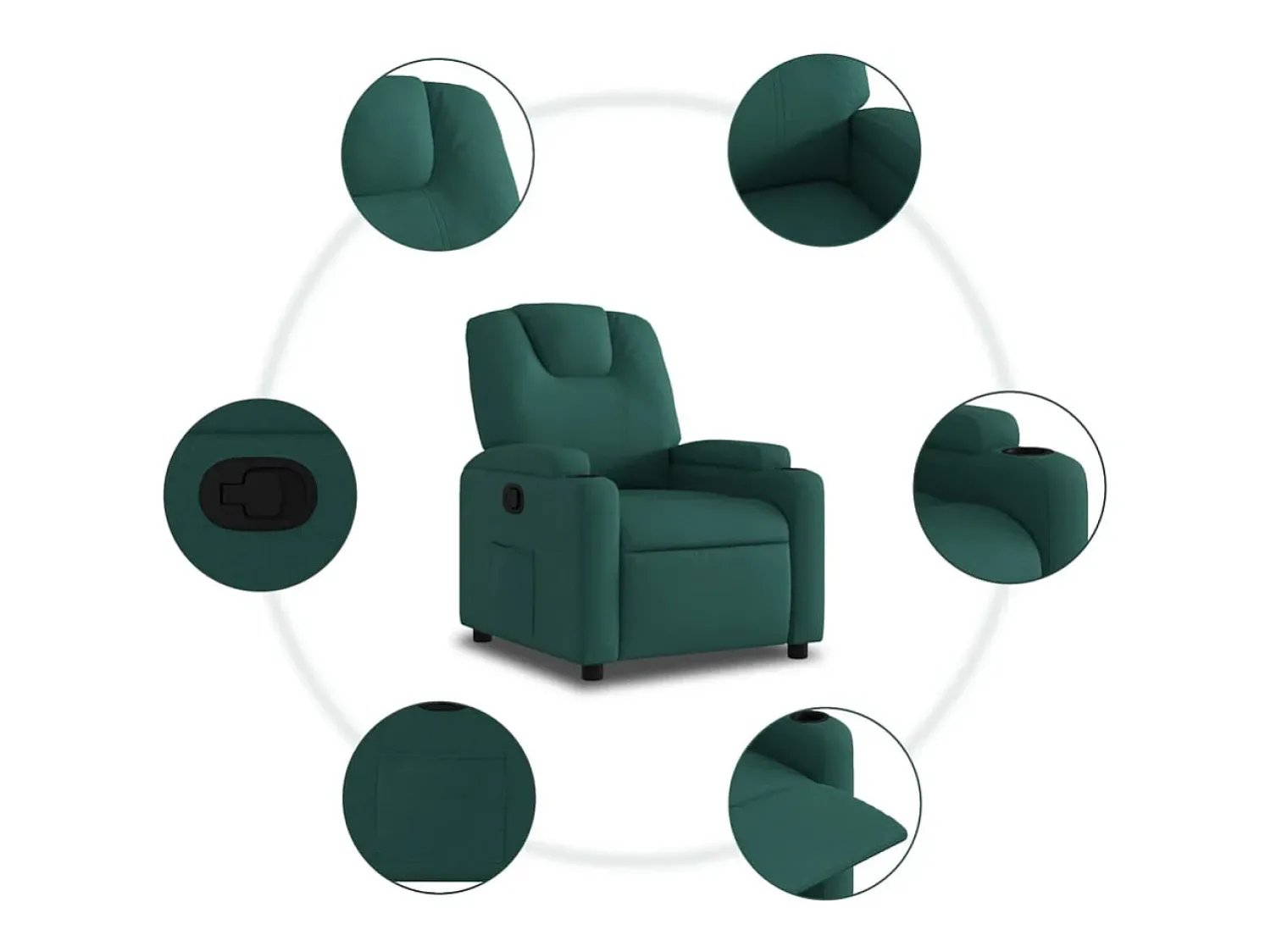 Hot Poltrona Reclinável | Poltrona Confortável Relax tecido verde-escuro SHL398444 Verde pinho