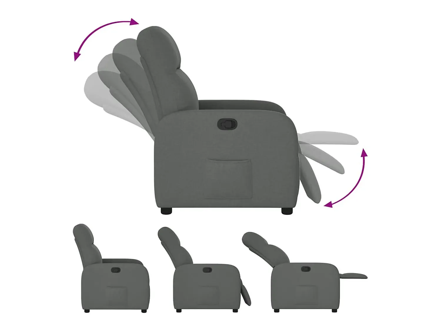 Poltrona| Poltrona Reclinável | Poltrona Confortável Relax tecido cinzento-escuro SHL463229 Cinza antracite