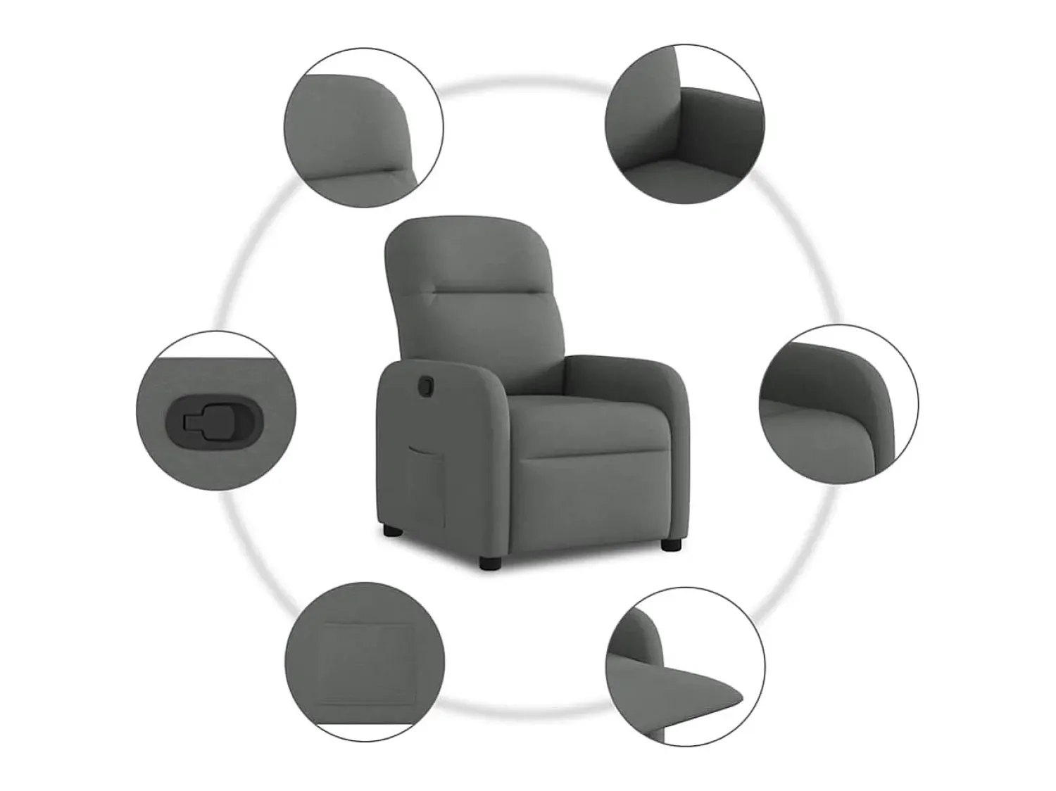 Poltrona| Poltrona Reclinável | Poltrona Confortável Relax tecido cinzento-escuro SHL463229 Cinza antracite