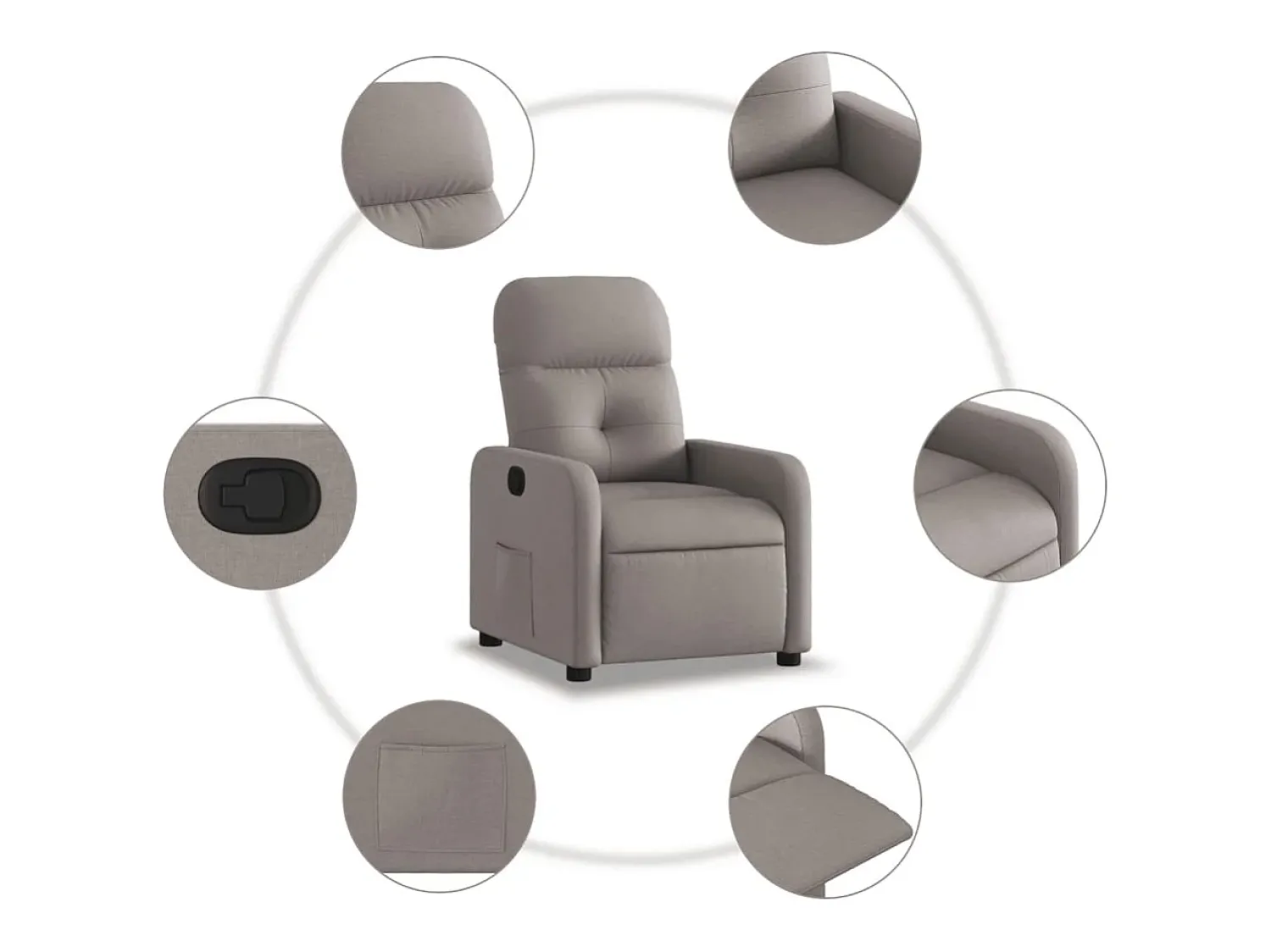Poltrona| Poltrona Reclinável | Poltrona Confortável Relax tecido cinzento-acastanhado SHL142126 Taupe