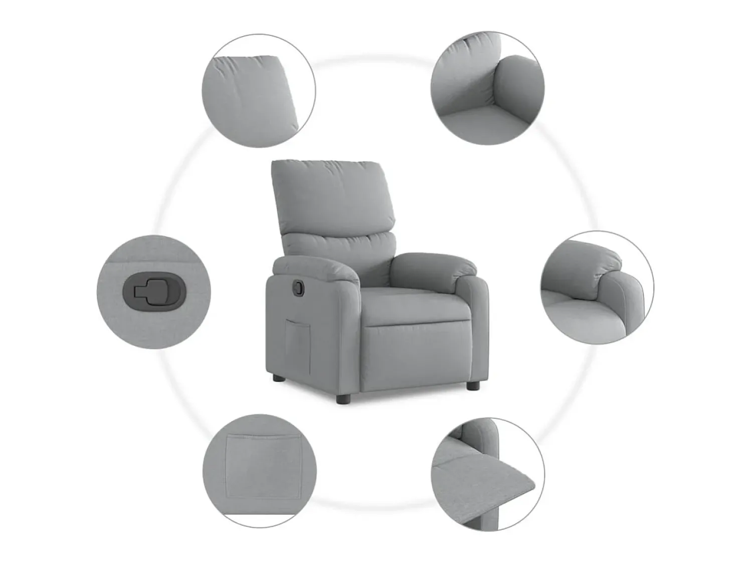 Poltrona* Poltrona Reclinável | Poltrona Confortável Relax tecido -claro SHL819168 Cinzento