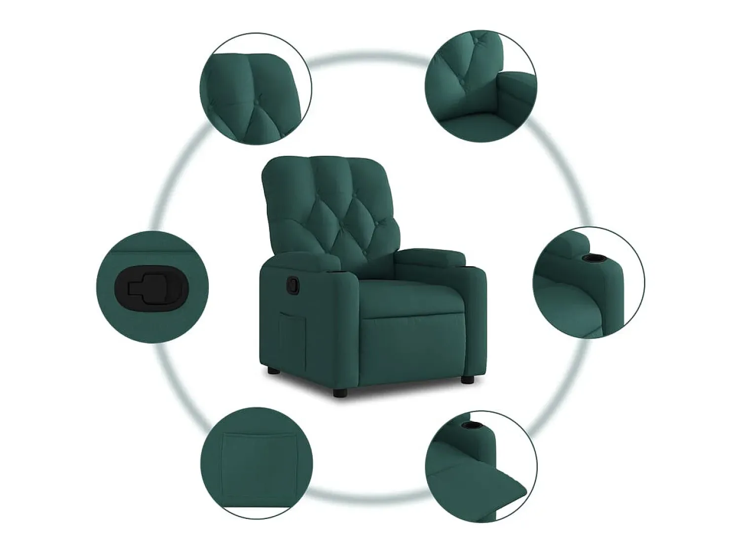 Poltrona* Poltrona Reclinável | Poltrona Confortável Relax tecido verde-escuro SHL582155 Verde pinho