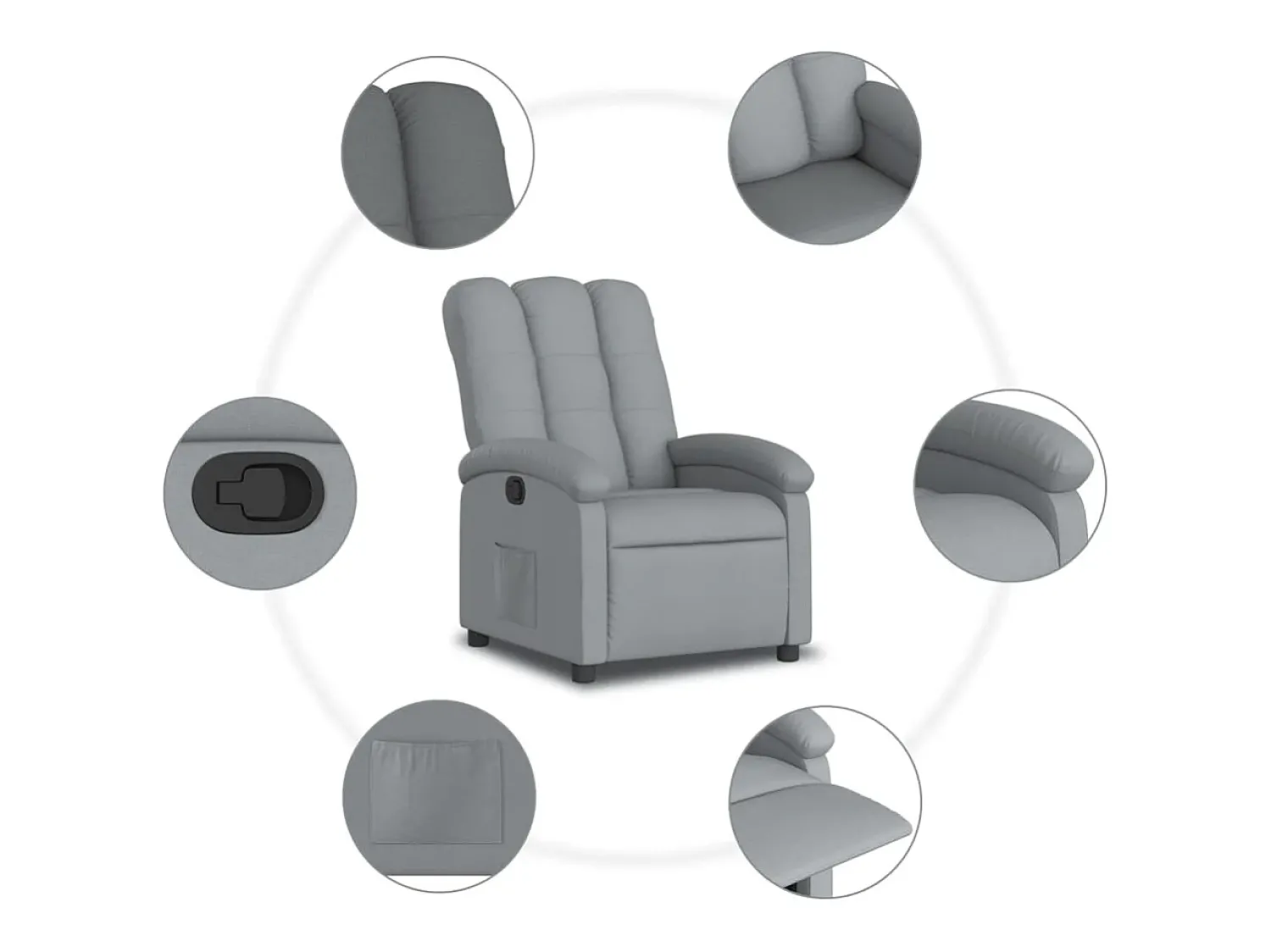 Poltrona* Poltrona Reclinável | Poltrona Confortável Relax tecido -claro SHL696089 Cinzento