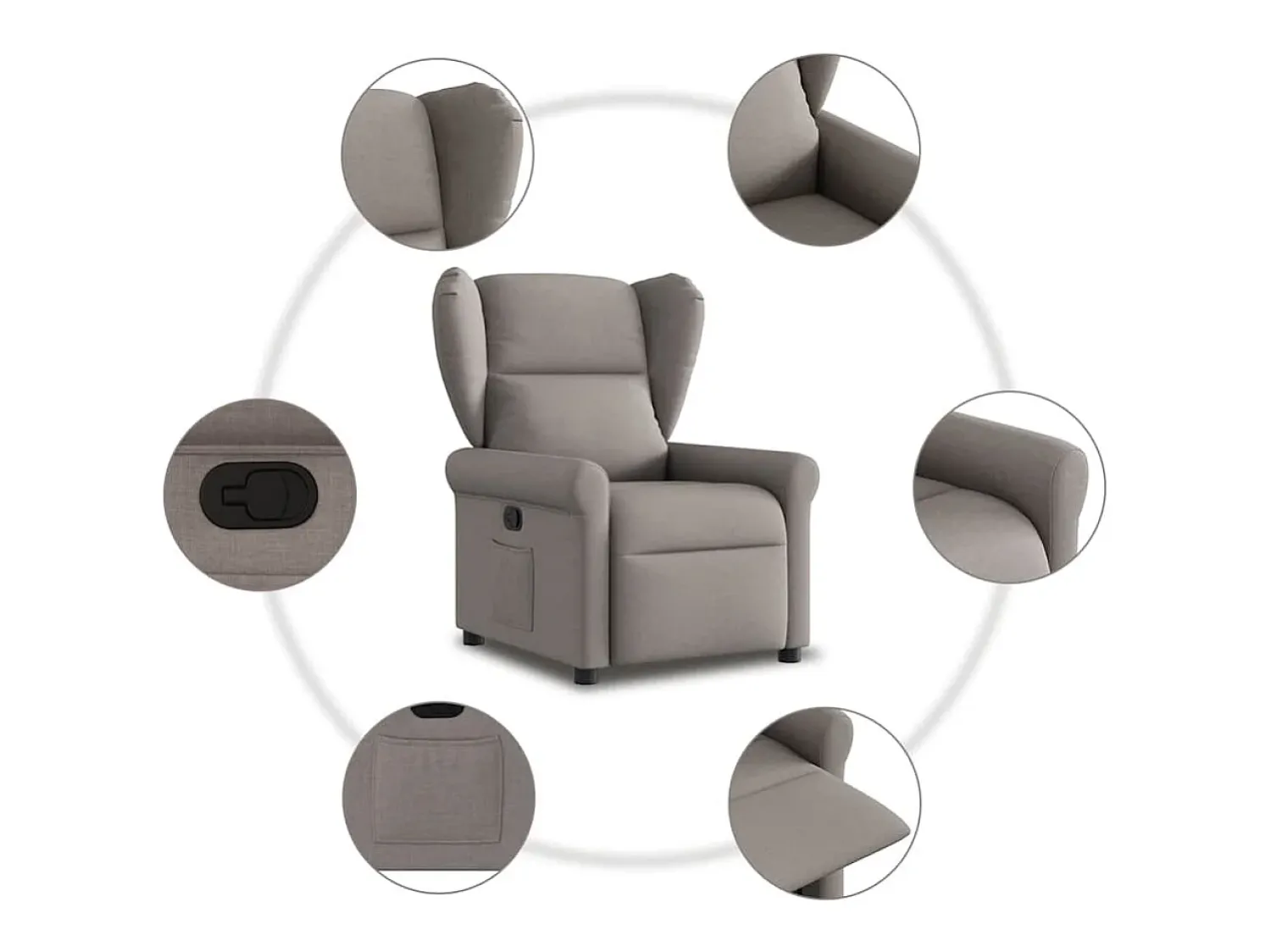 Poltrona* Poltrona Reclinável | Poltrona Confortável Relax tecido cinzento-acastanhado SHL706485 Taupe
