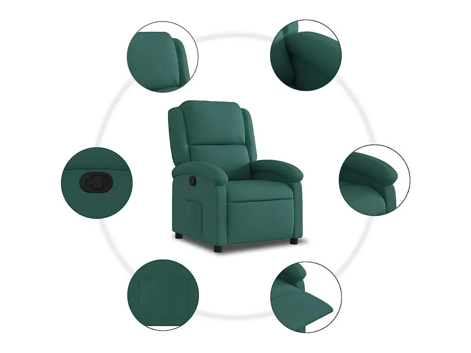 Sale Poltrona Reclinável | Poltrona Confortável Relax tecido verde-escuro SHL570266 Verde pinho