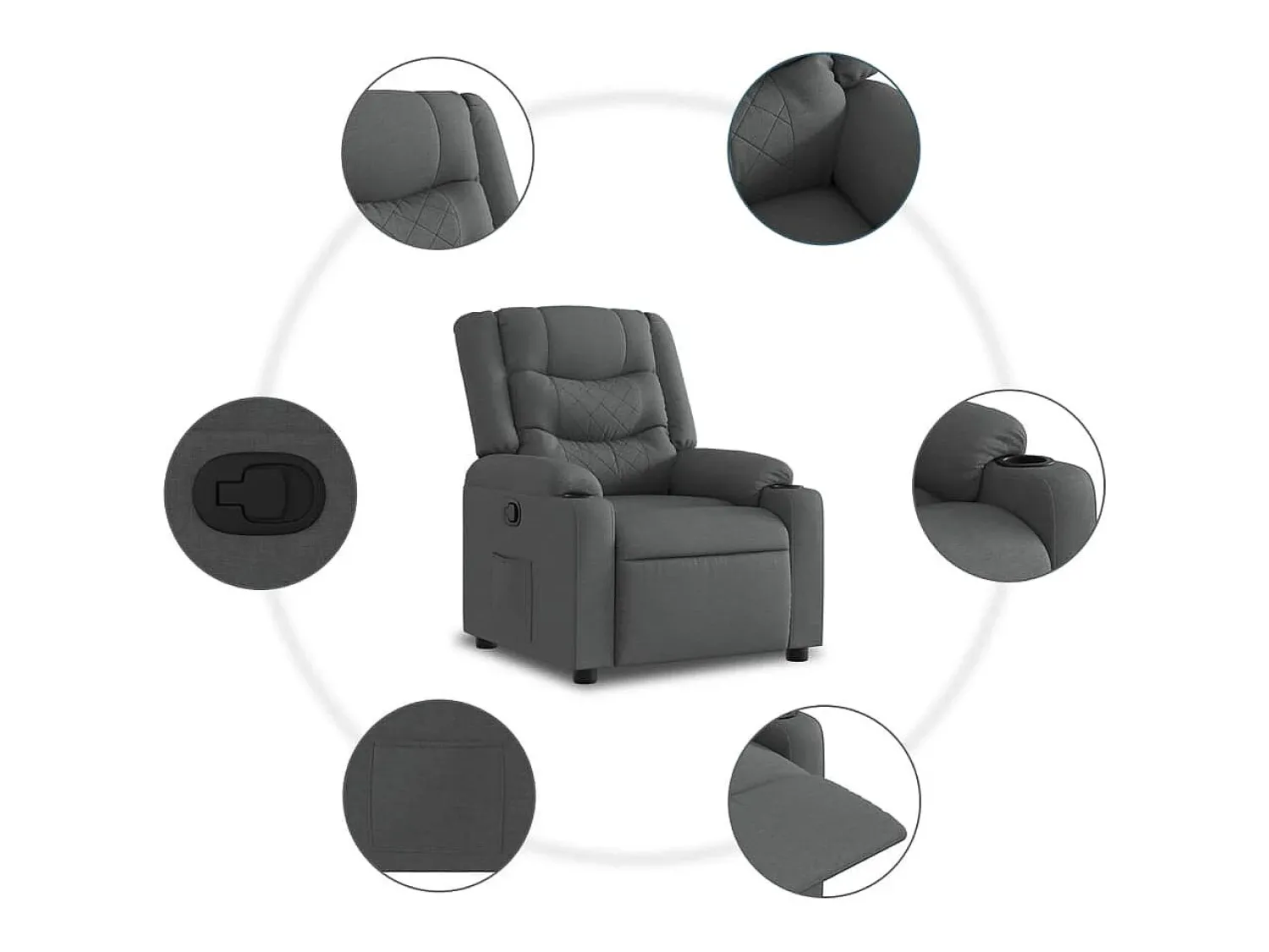 Poltrona* Poltrona Reclinável | Poltrona Confortável Relax tecido cinzento-escuro SHL110063 Cinza antracite