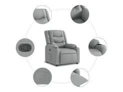 Online Poltrona Reclinável | Poltrona Confortável Relax tecido -claro SHL165225 Cinzento