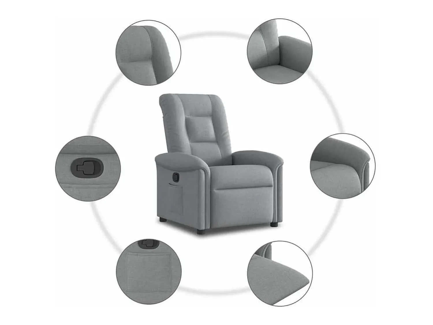 Poltrona Reclinável | Poltrona Confortável Relax tecido -claro SHL652758^ Poltrona