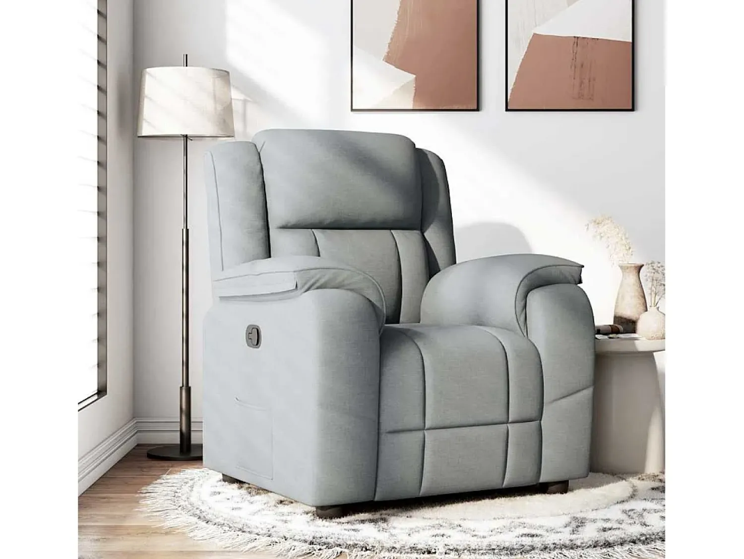 Poltrona| Poltrona Reclinável | Poltrona Confortável Relax tecido -claro SHL194850 Cinzento