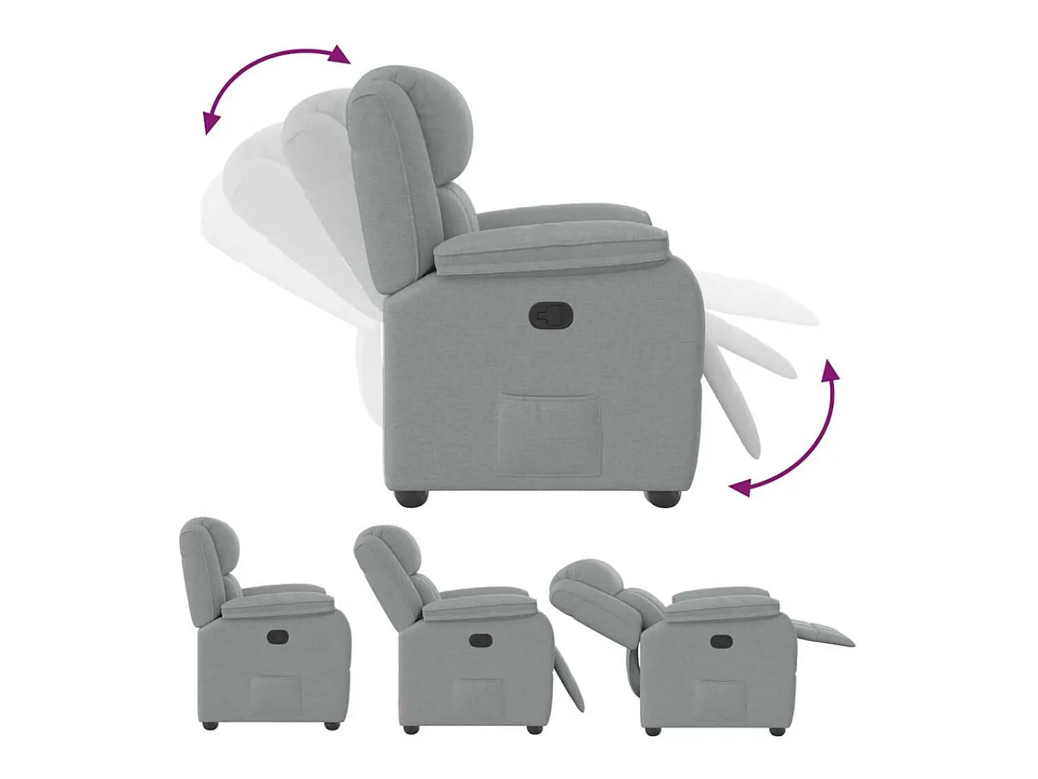 Poltrona| Poltrona Reclinável | Poltrona Confortável Relax tecido -claro SHL194850 Cinzento