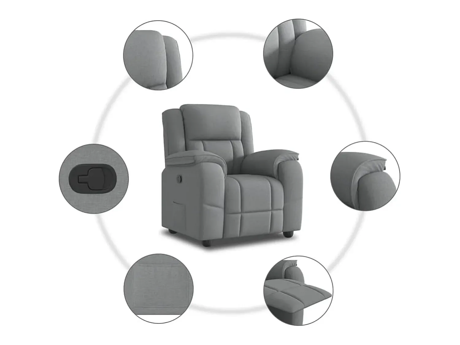 Poltrona| Poltrona Reclinável | Poltrona Confortável Relax tecido -claro SHL194850 Cinzento