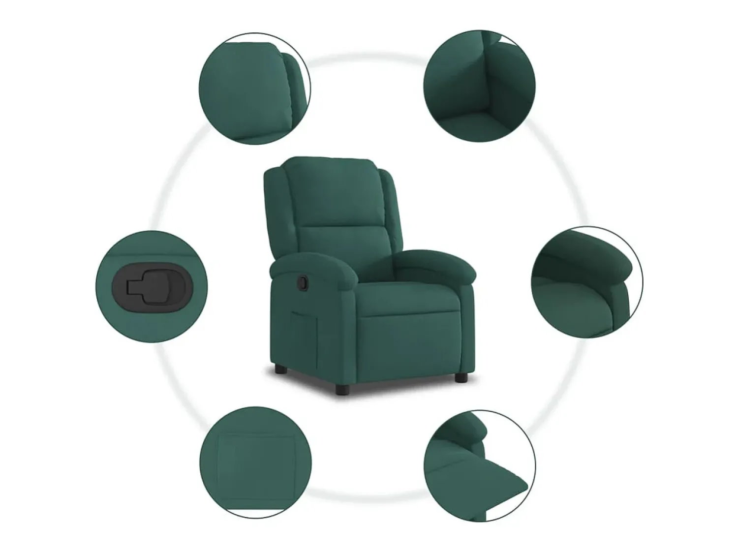 Poltrona Reclinável | Poltrona Confortável Relax veludo verde-escuro SHL649266^ Poltrona