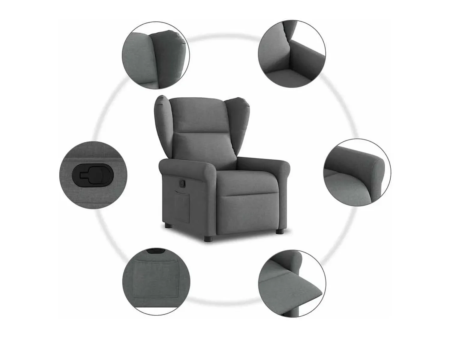 Poltrona* Poltrona Reclinável | Poltrona Confortável Relax tecido cinzento-escuro SHL548152 Cinza antracite