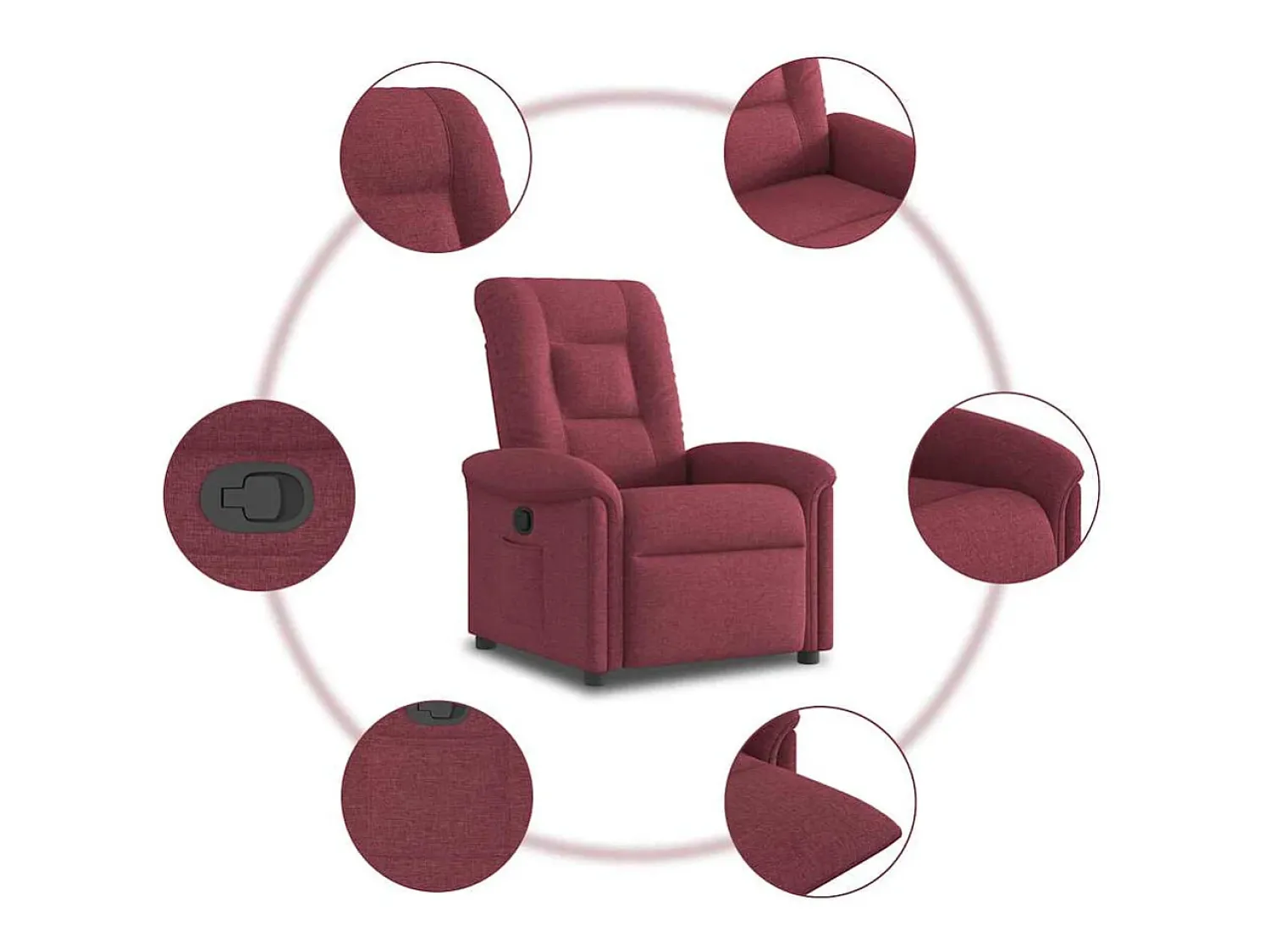 Poltrona Reclinável | Poltrona Confortável Relax tecido tinto SHL485164^ Poltrona