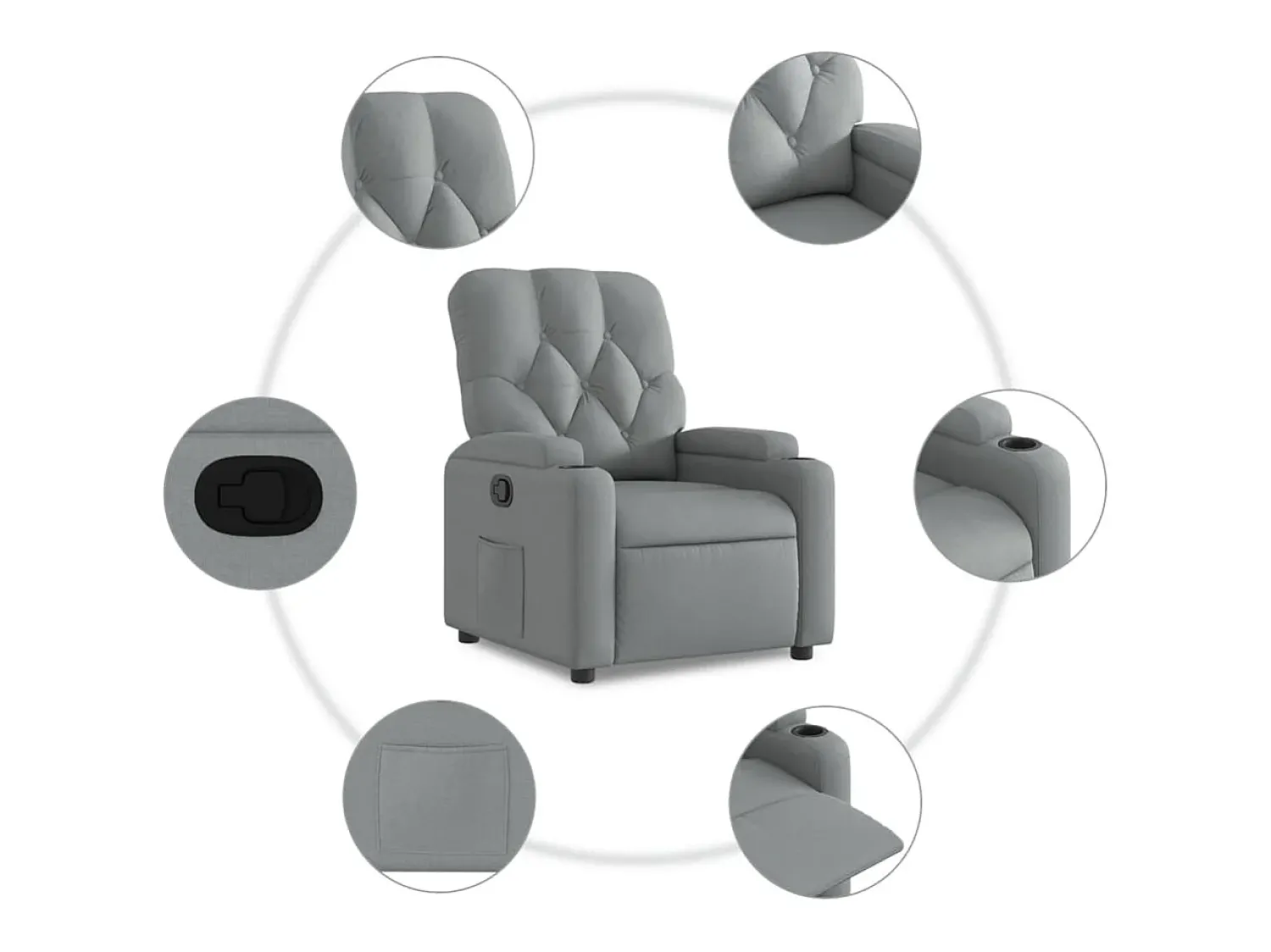 Poltrona* Poltrona Reclinável | Poltrona Confortável Relax tecido -claro SHL859793 Cinzento