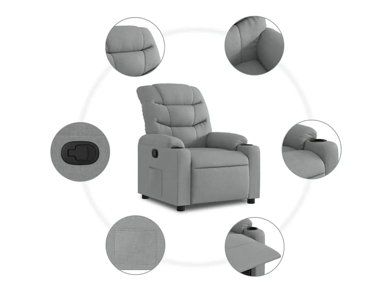 Sale Poltrona Reclinável | Poltrona Confortável Relax tecido -claro SHL474657 Cinzento